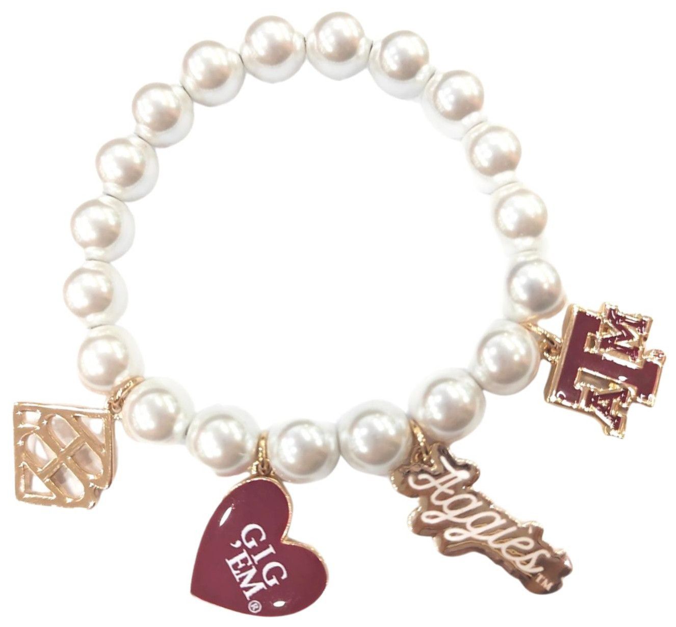 Brianna Cannon Women's Texas A&amp;M Aggies Pearl Charm Bracelet