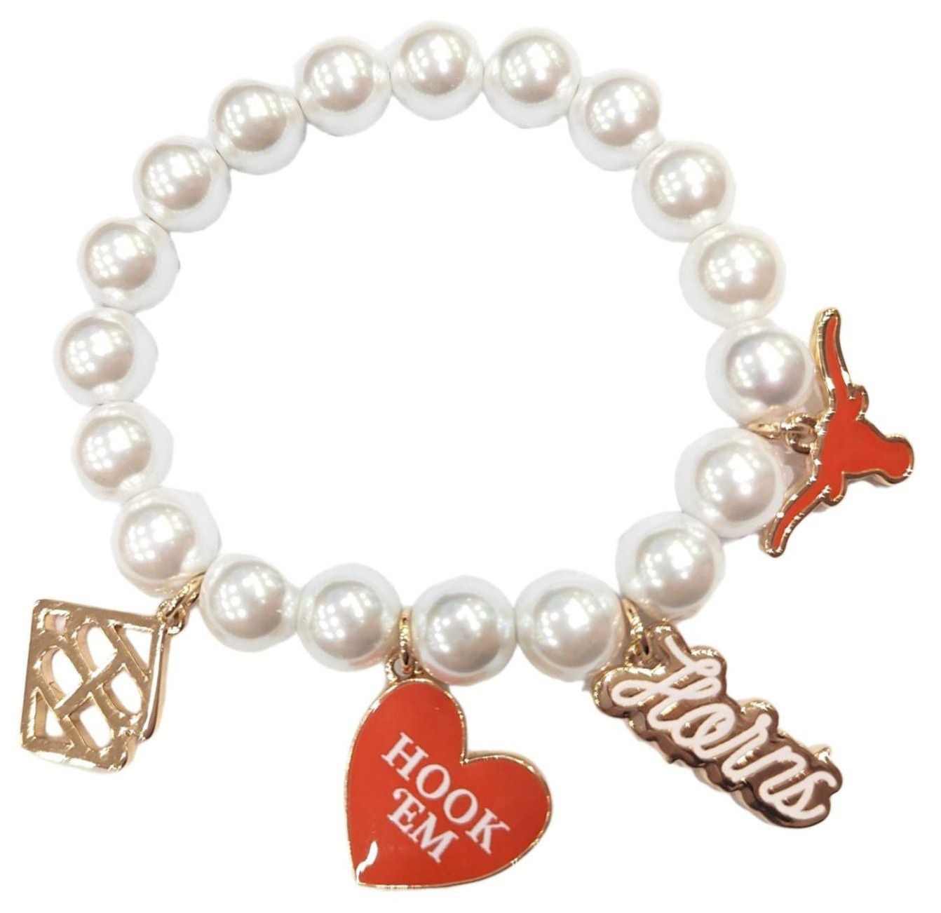 Brianna Cannon Women's Texas Longhorns Pearl Charm Bracelet