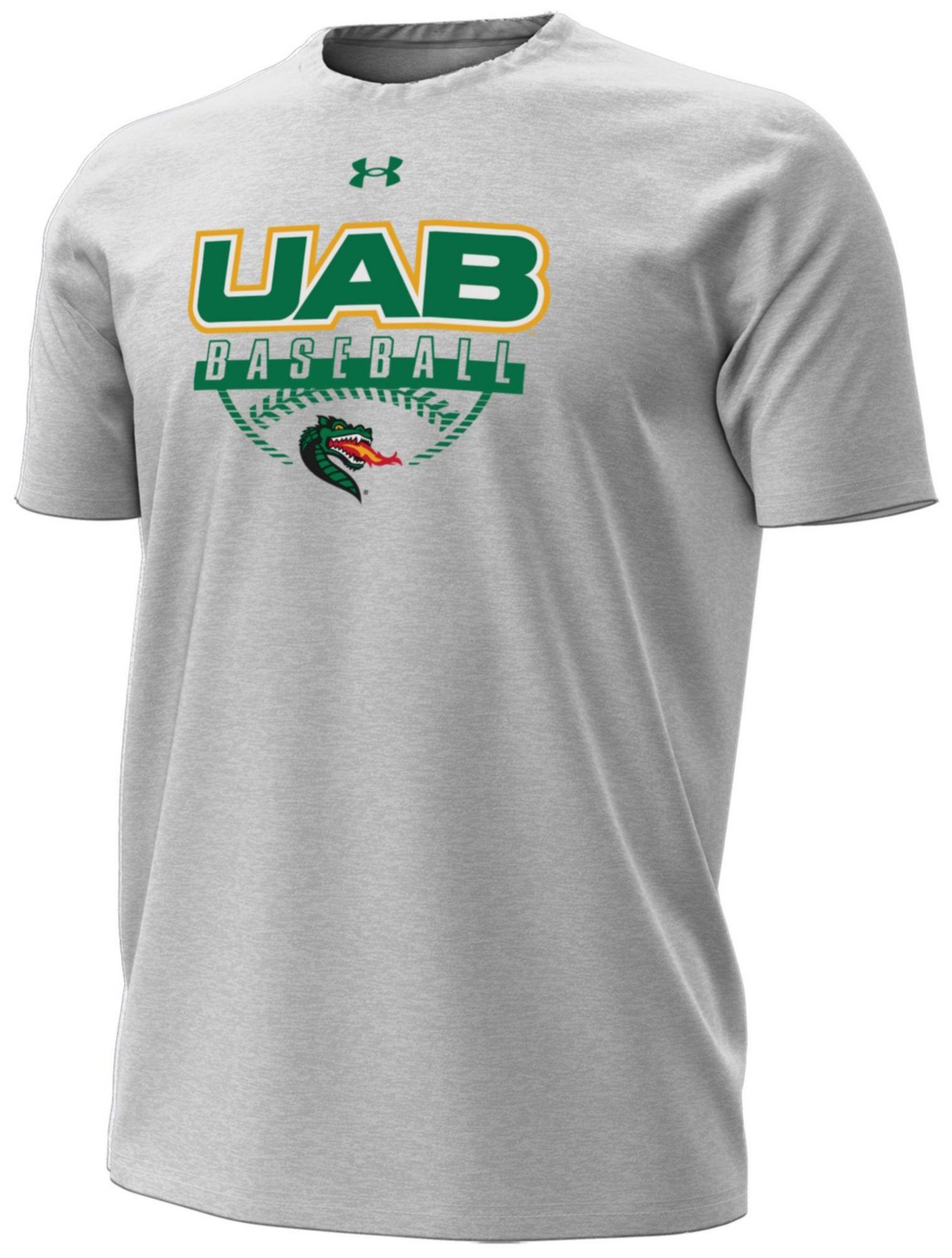 Under Armour Men's UAB Blazers Silver Heather Baseball Performance T-Shirt