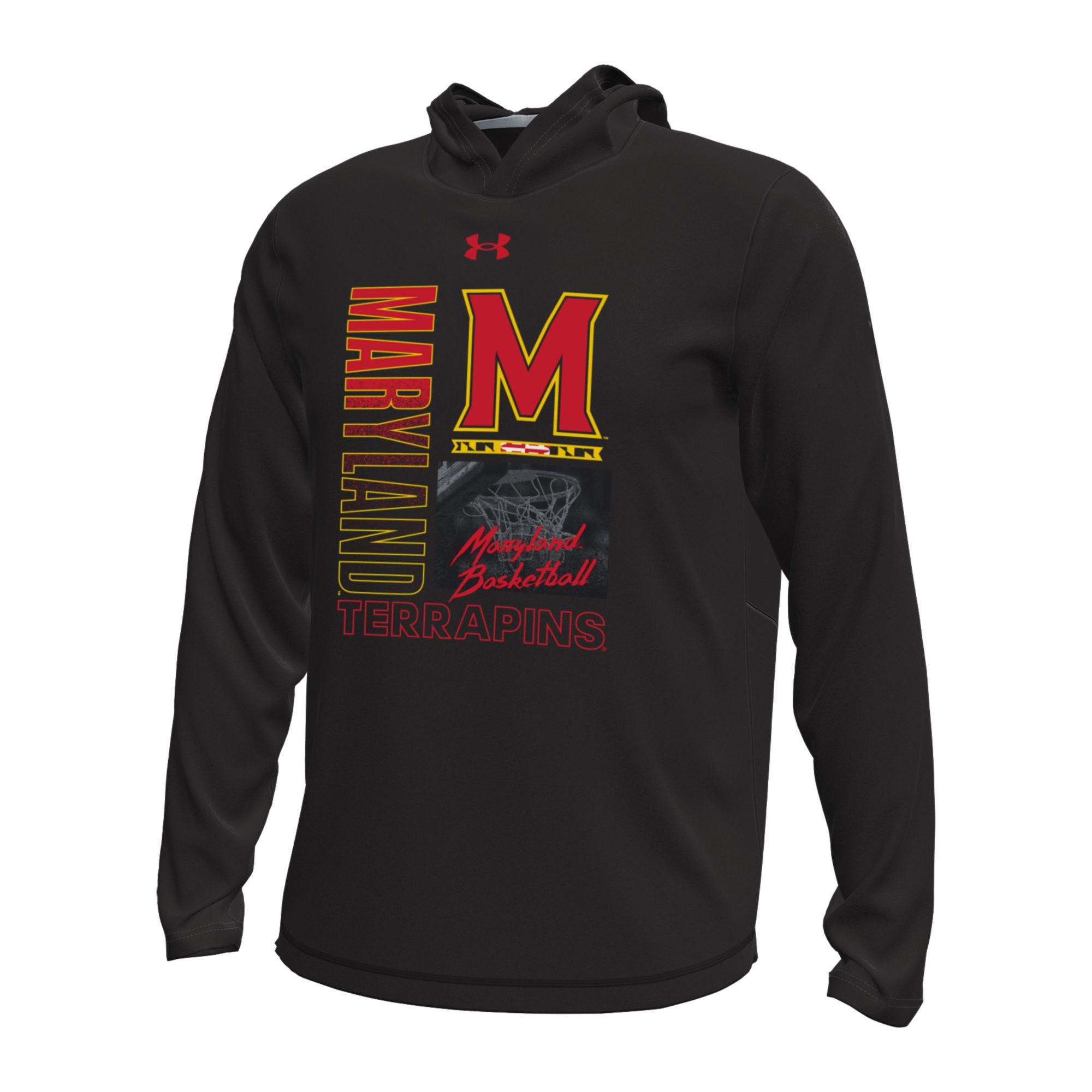 Under Armour Men's Maryland Terrapins Black Bench Hooded Long Sleeve Shirt