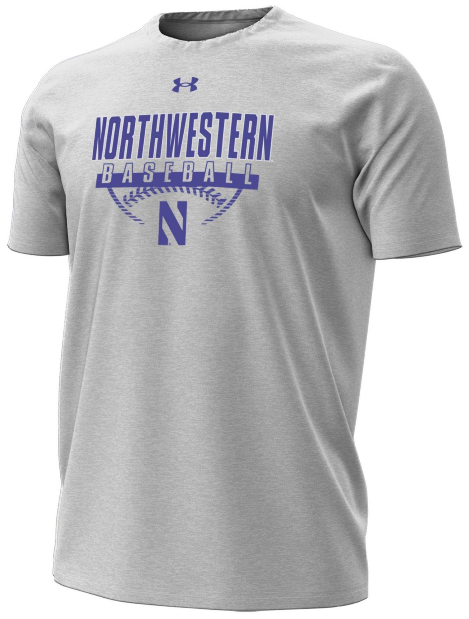 Under Armour Men's Northwestern Wildcats Silver Heather Baseball Performance T-Shirt