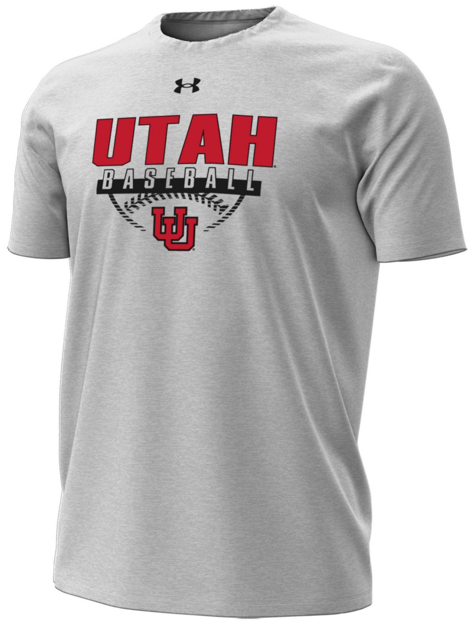 Under Armour Men's Utah Utes Silver Heather Baseball Performance T-Shirt