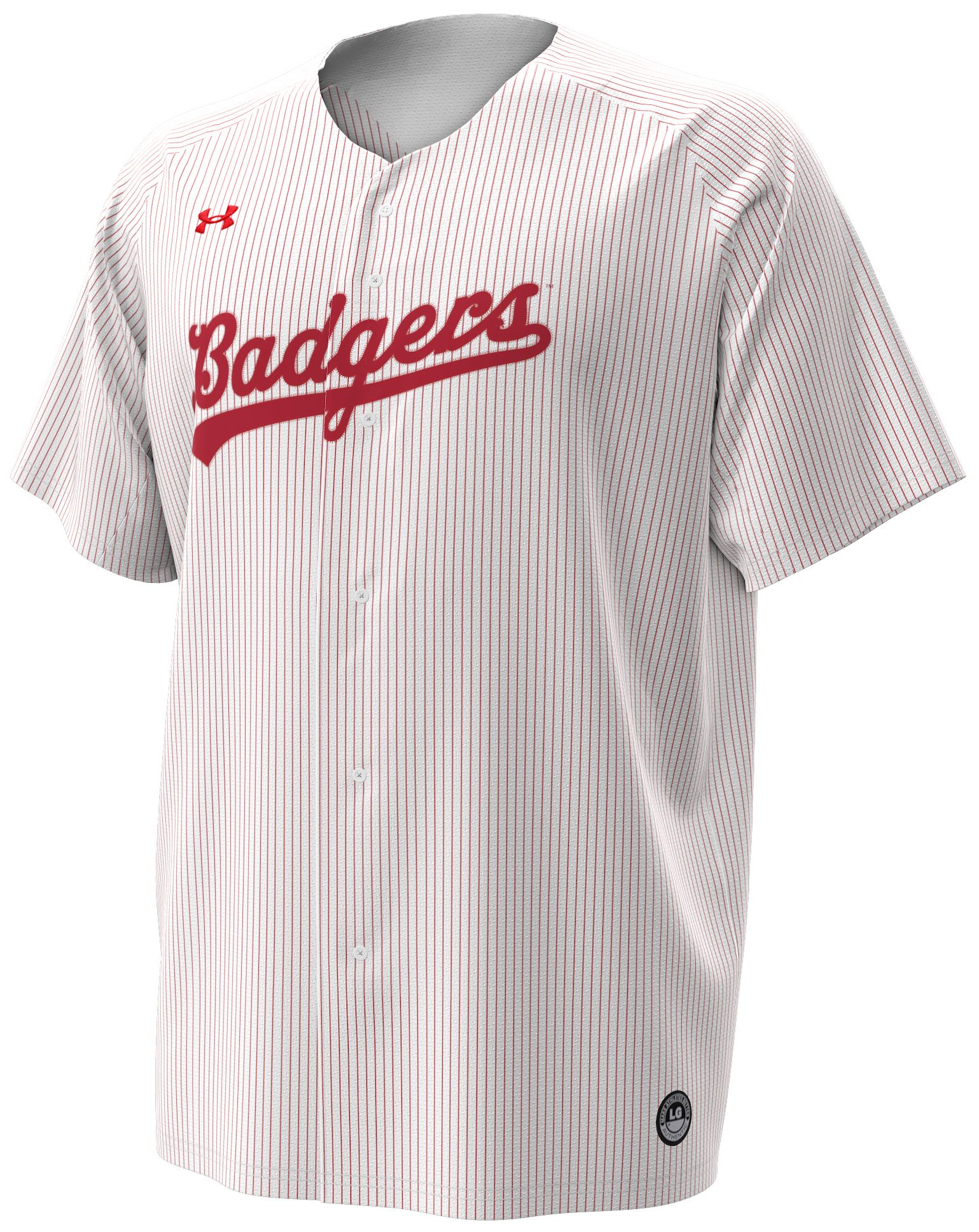 Under Armour Men's Wisconsin Badgers White Pinstripe Replica Baseball Jersey