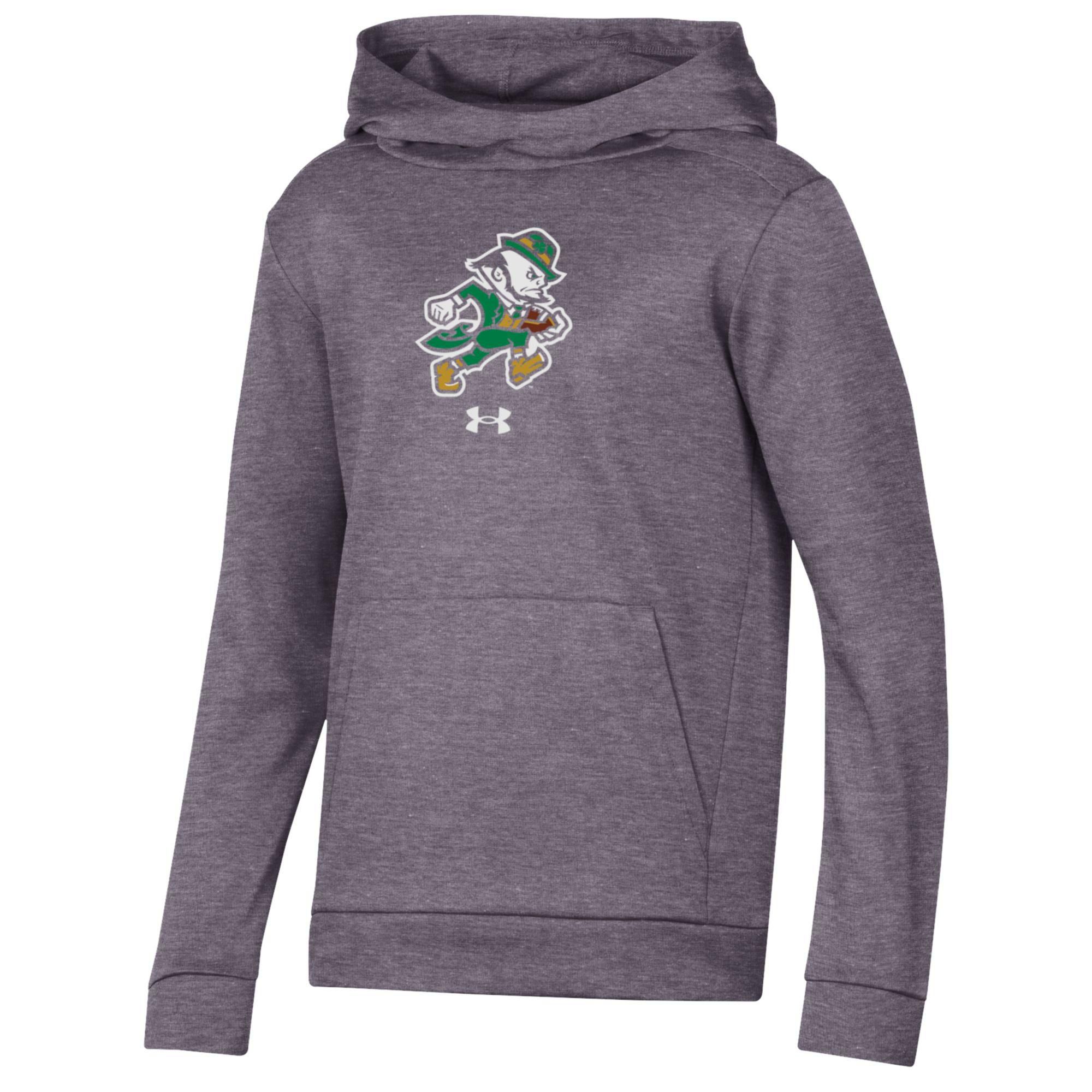 Under Armour Youth Notre Dame Fighting Irish Leprechaun Grey Football Hoodie