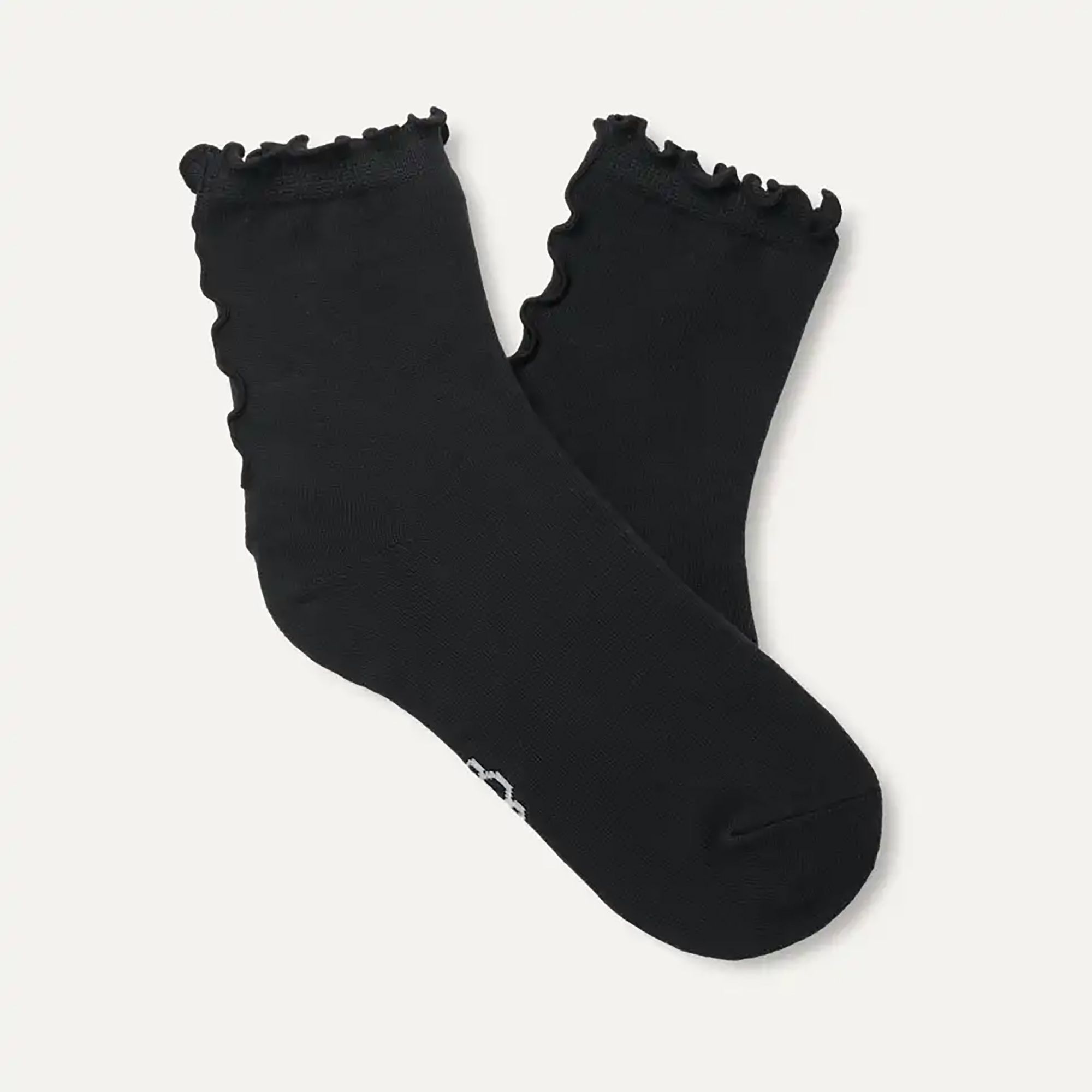 Ugg Women's Karsyn Lettuce Edge Quarter Logo Socks - Black
