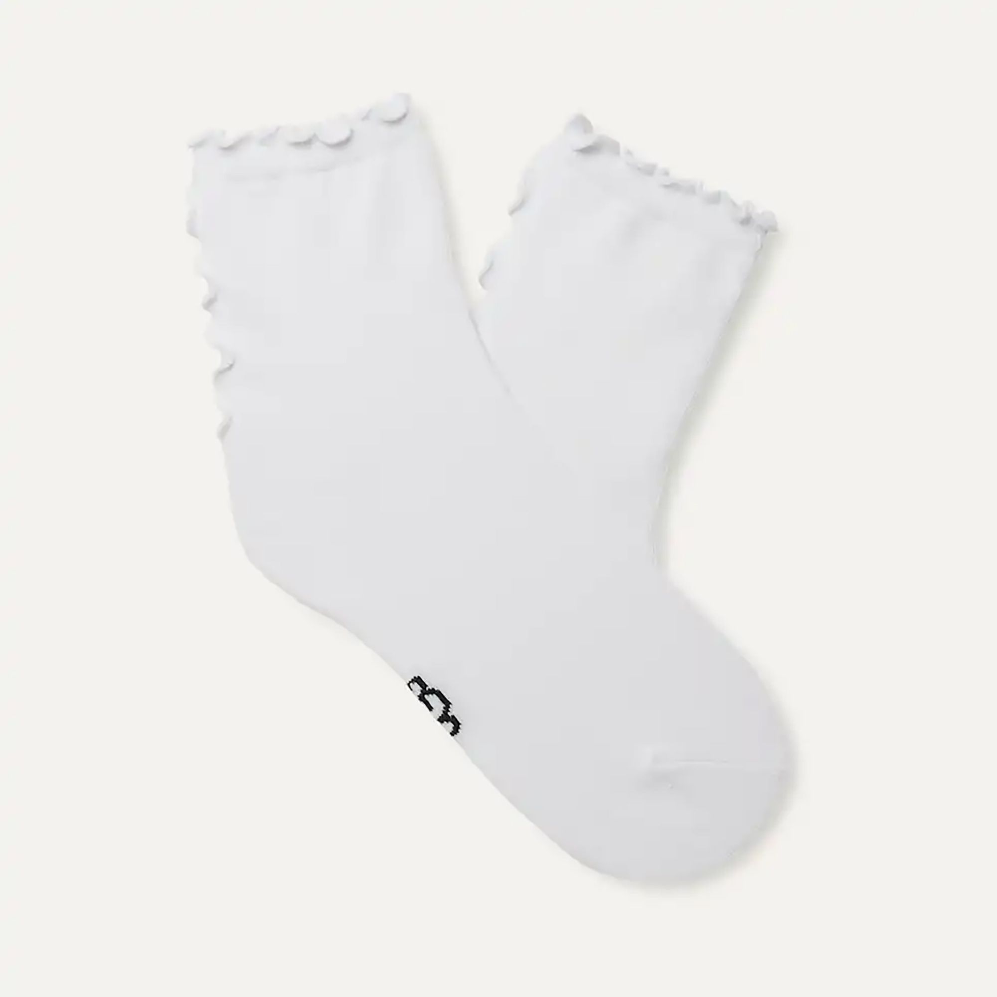 Ugg Women's Karsyn Lettuce Edge Quarter Logo Socks - White Ruffle