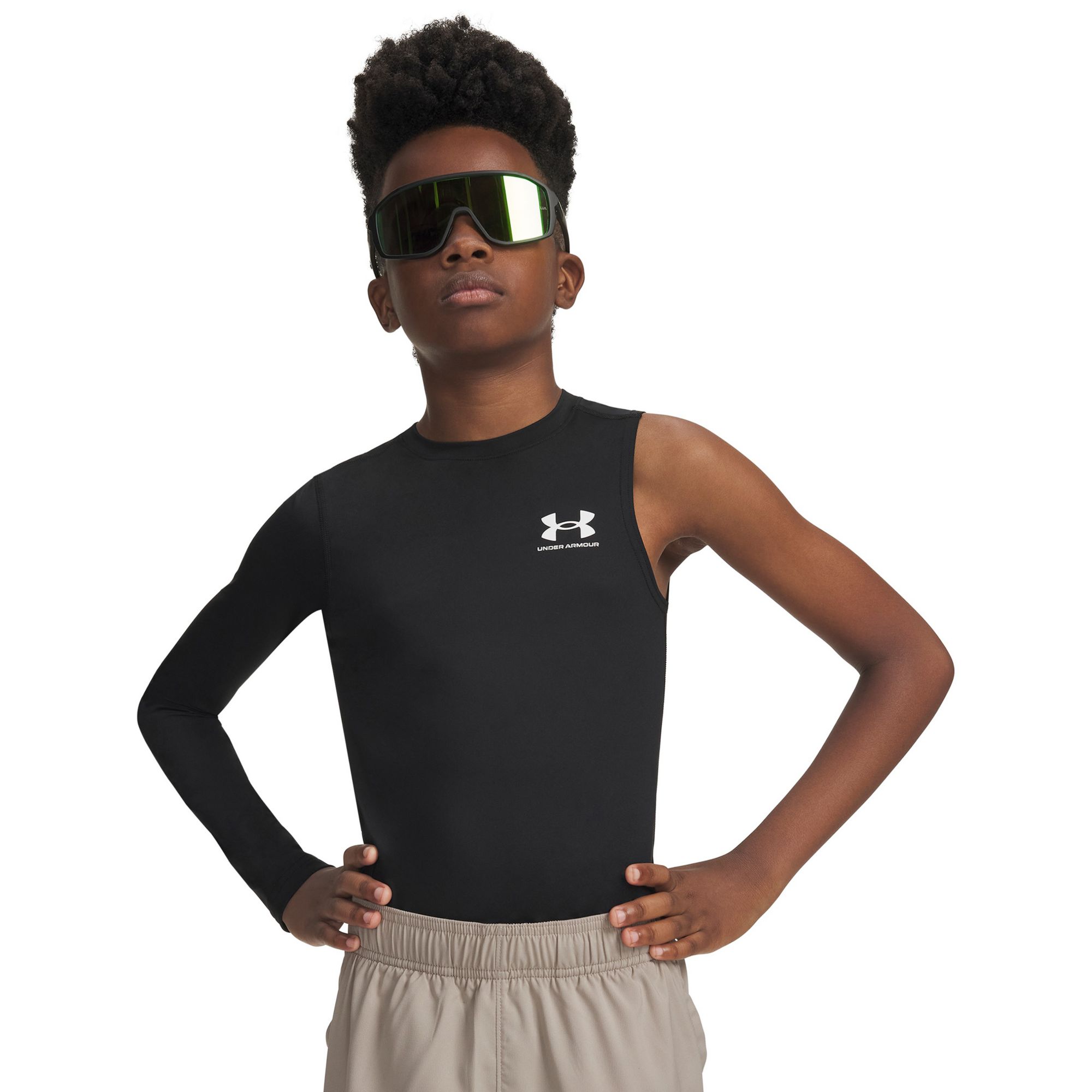 Under Armour Boys' HeatGear Asymetrical Right Long-Sleeve Top, Wash