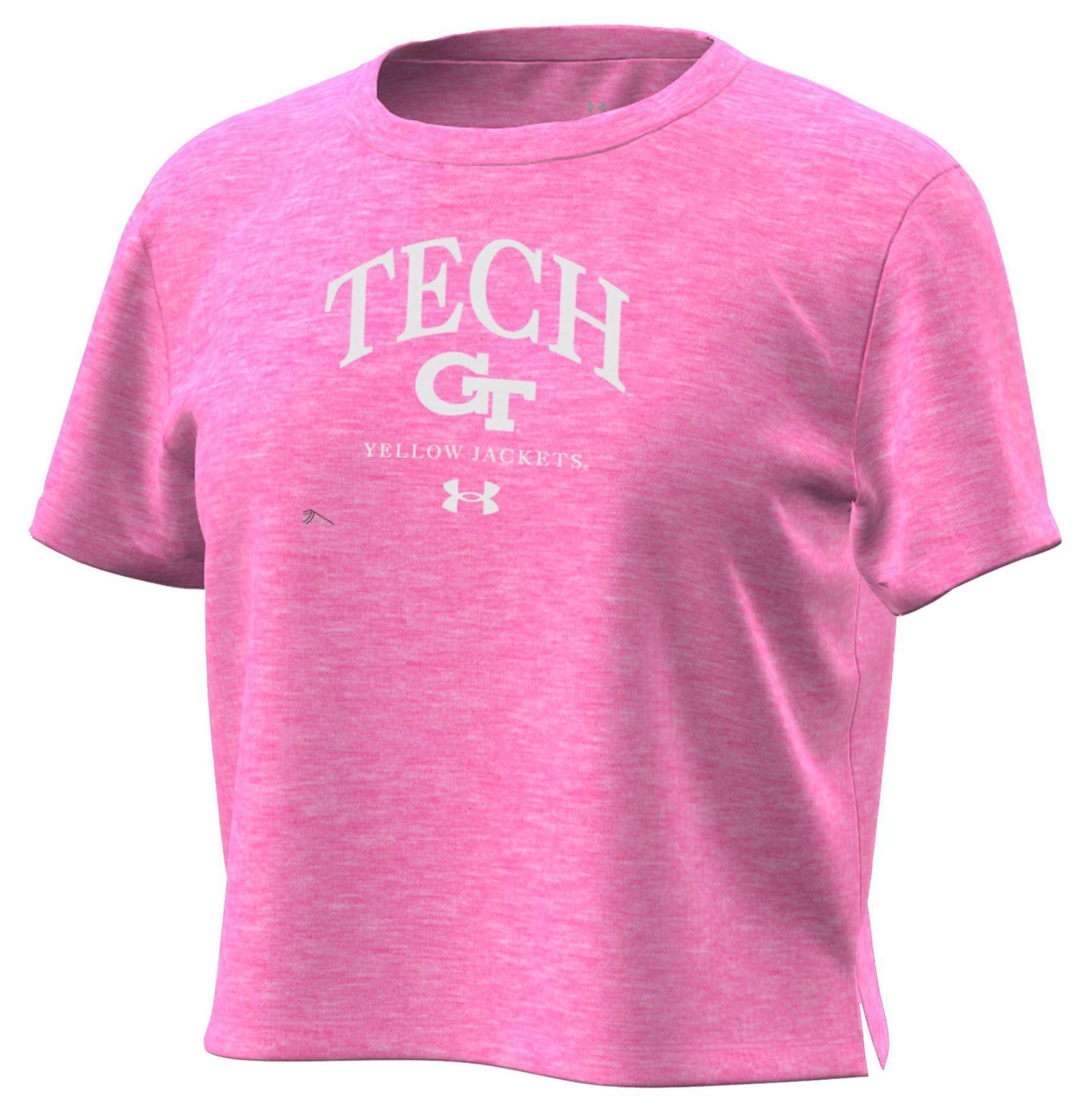 Under Armour Girls' Georgia Tech Yellow Jackets Breezy Sideline T-Shirt, XL, Pink