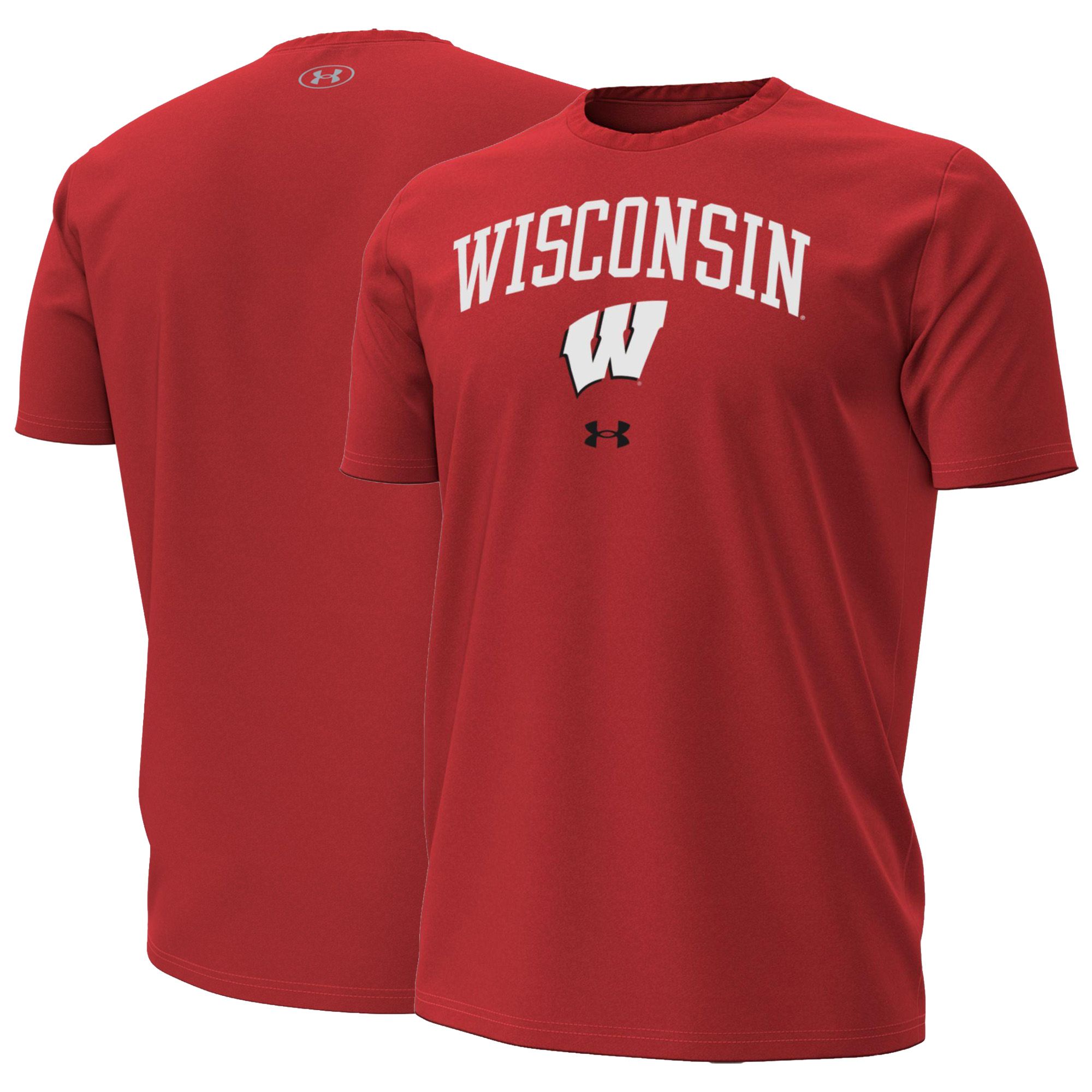 Under Armour Men's Wisconsin Badgers Performance Cotton Red T-Shirt