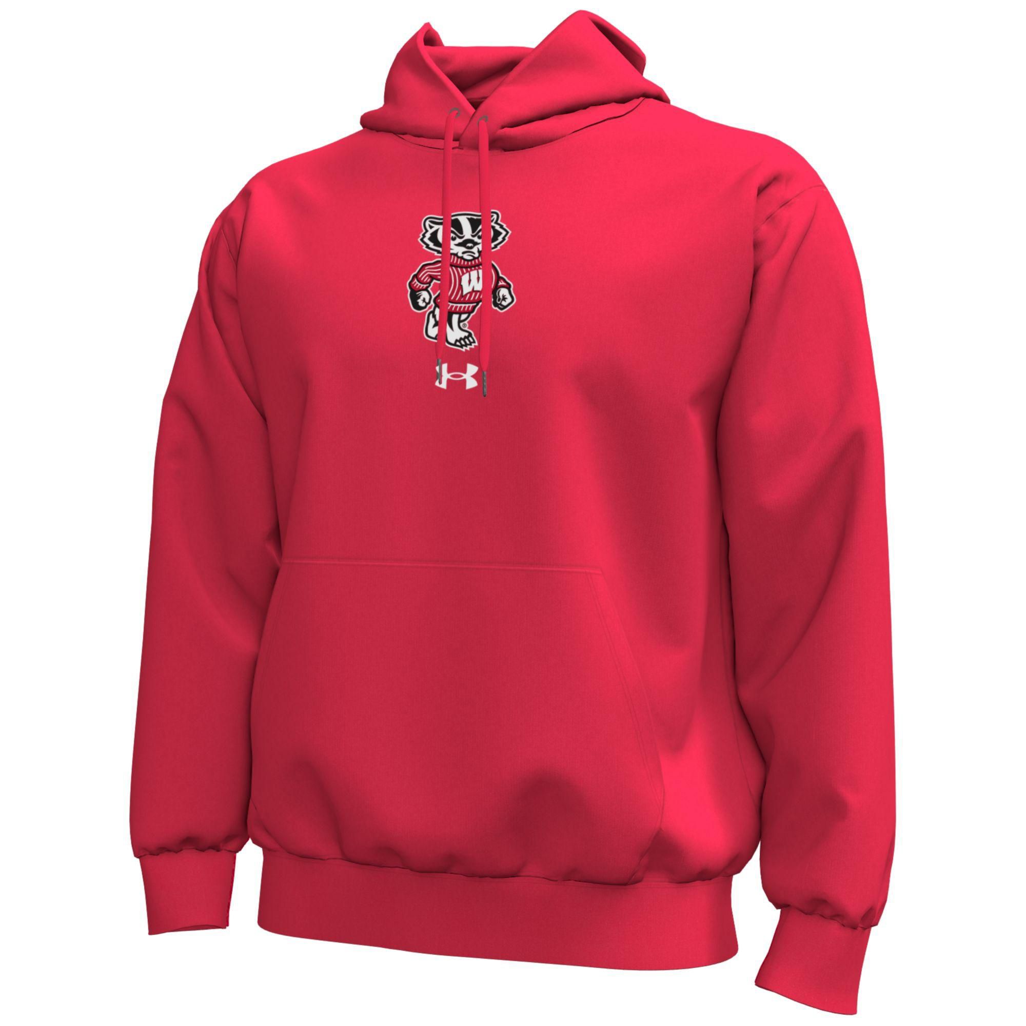 Under Armour Men's Wisconsin Badgers Red Icon Fleece Hoodie