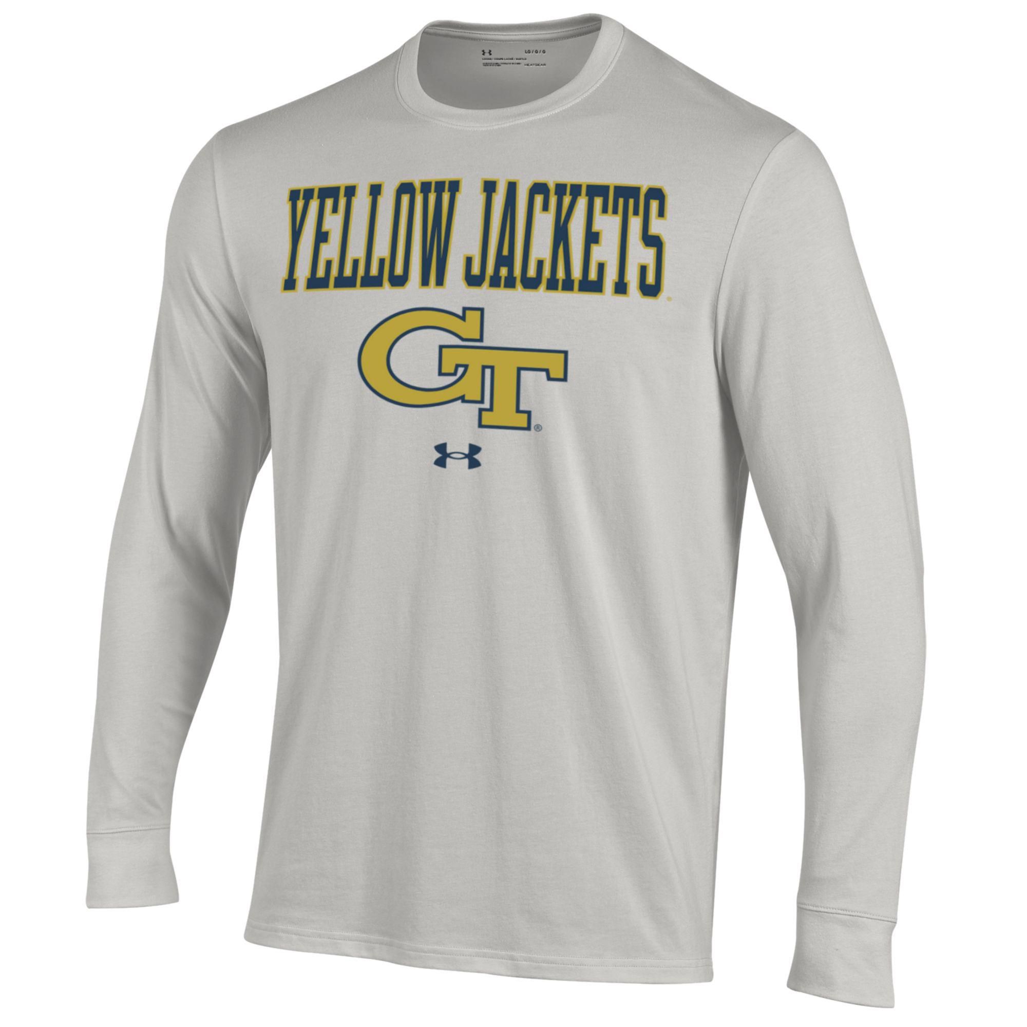Under Armour Men's Georgia Tech Yellow Jackets Performance Cotton Long Sleeve Grey Shirt