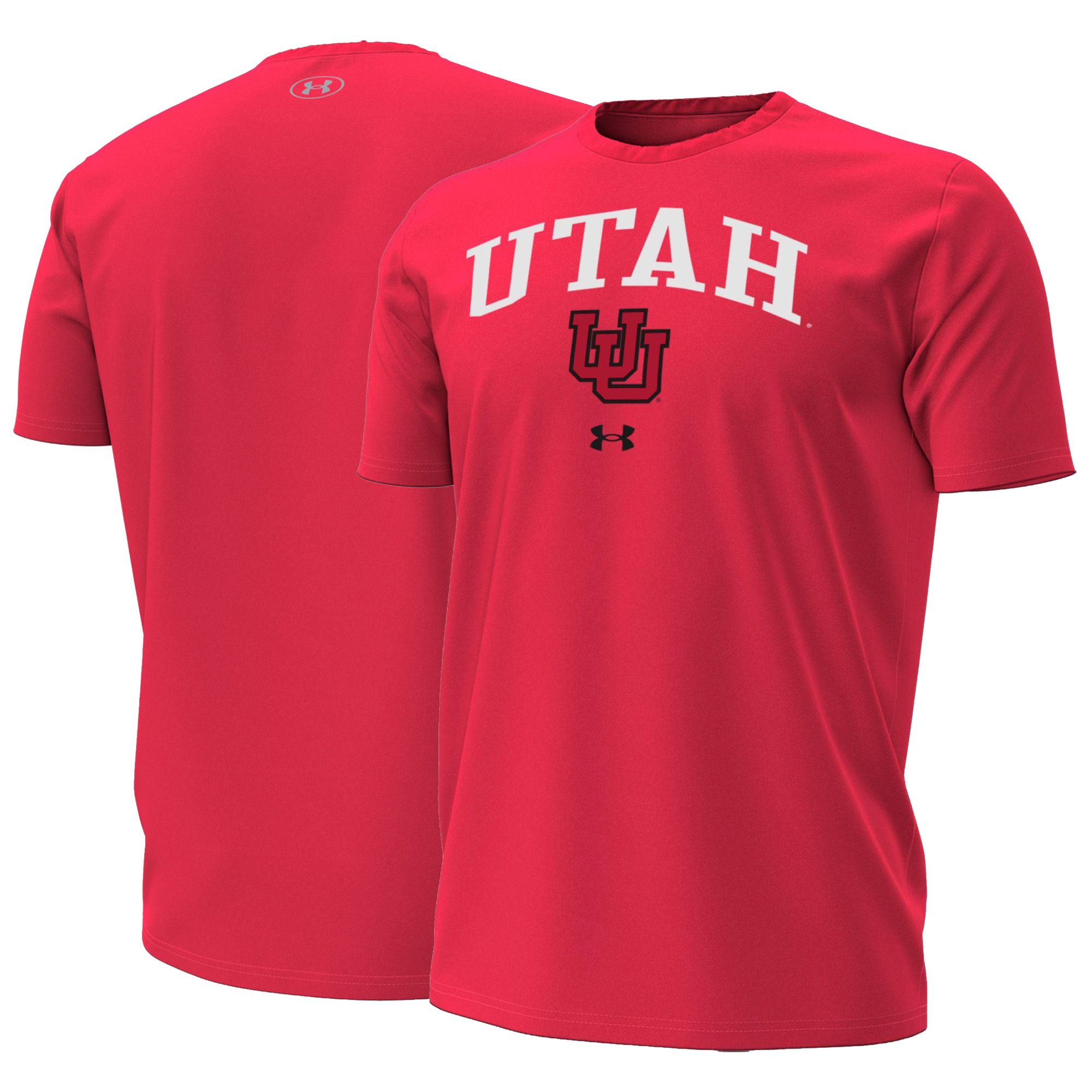 Under Armour Men's Utah Utes Performance Cotton Red T-Shirt