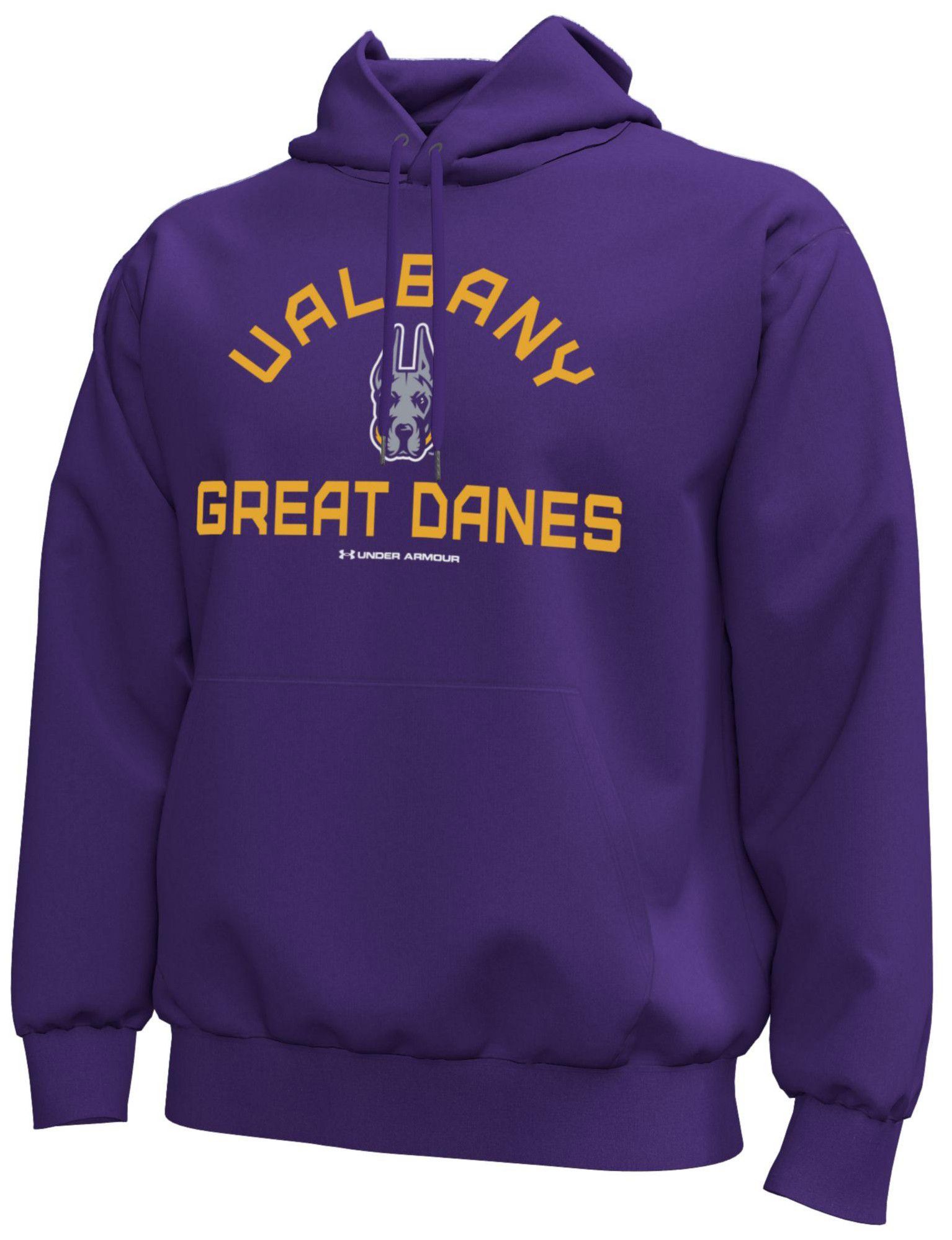 Under Armour Men's SUNY Albany Great Danes Purple Icon Fleece Hoodie