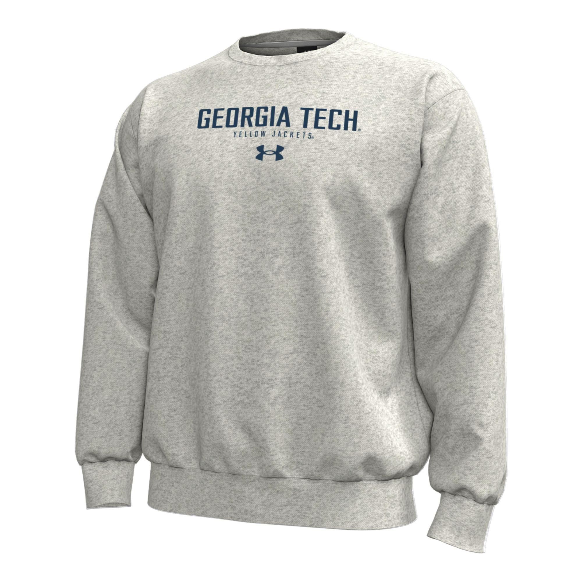 Under Armour Men's Georgia Tech Yellow Jackets Grey Icon Fleece Crewneck Sweatshirt