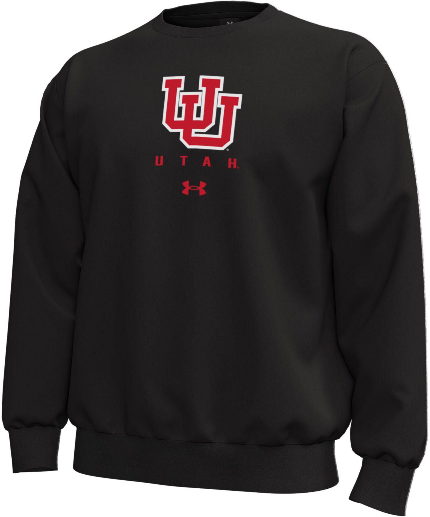 Under Armour Men's Utah Utes Icon Fleece Crewneck Sweatshirt, XXL, Black