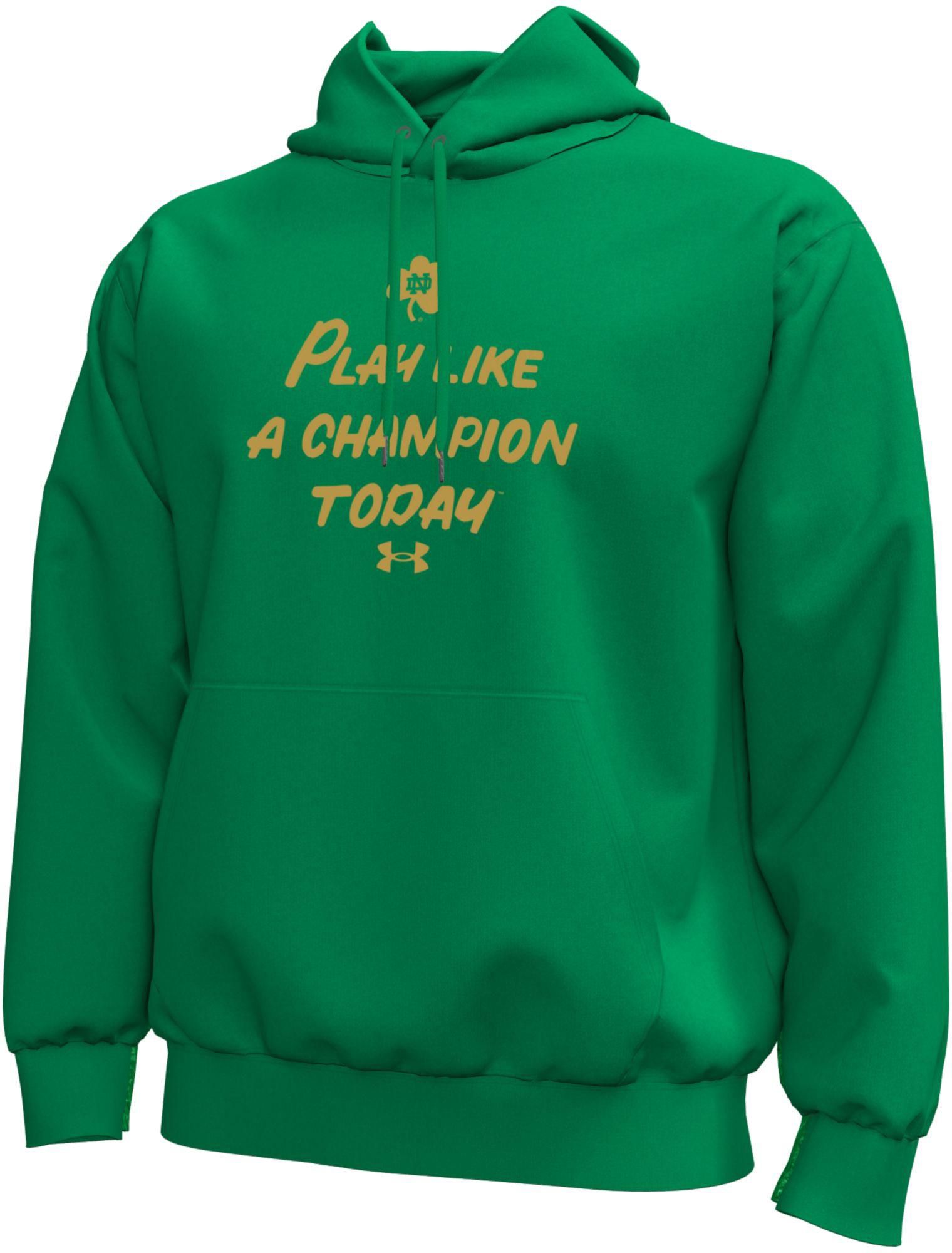Under Armour Men's Notre Dame "Play Like a Champion Today" Icon Hoodie, XXL, Green