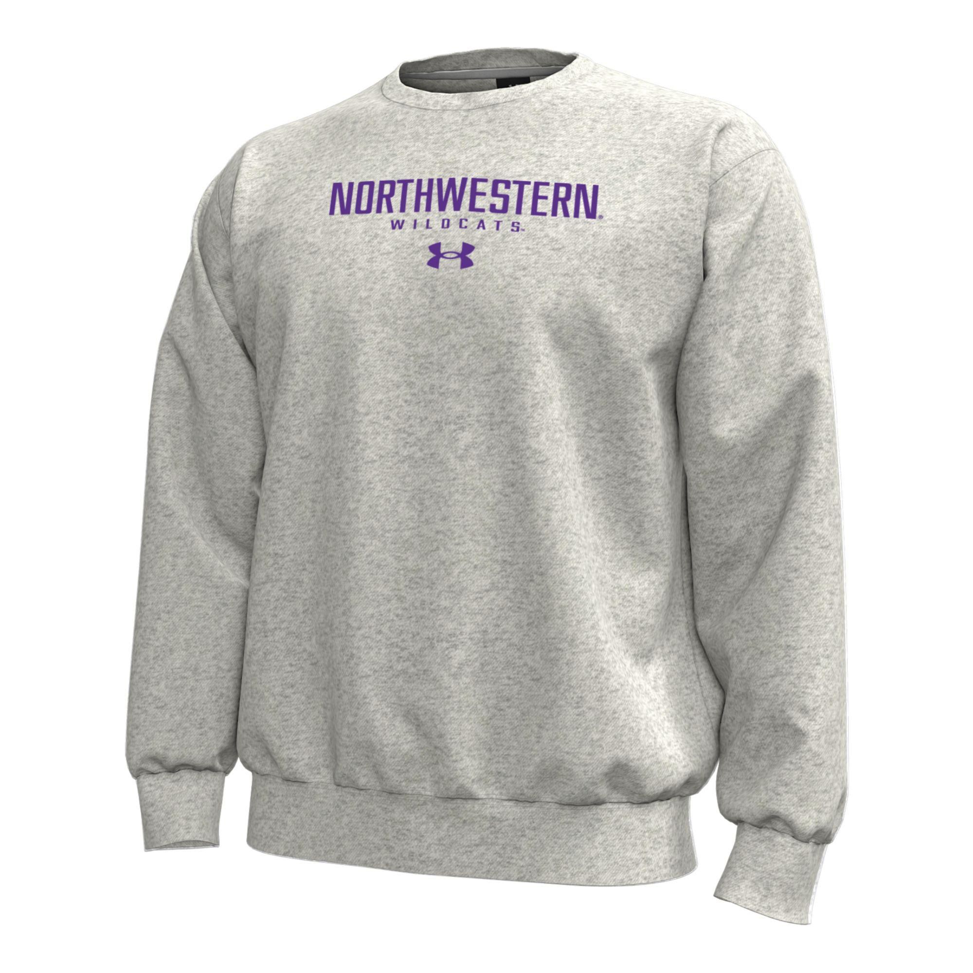 Under Armour Men's Northwestern Wildcats Grey Icon Fleece Crewneck Sweatshirt
