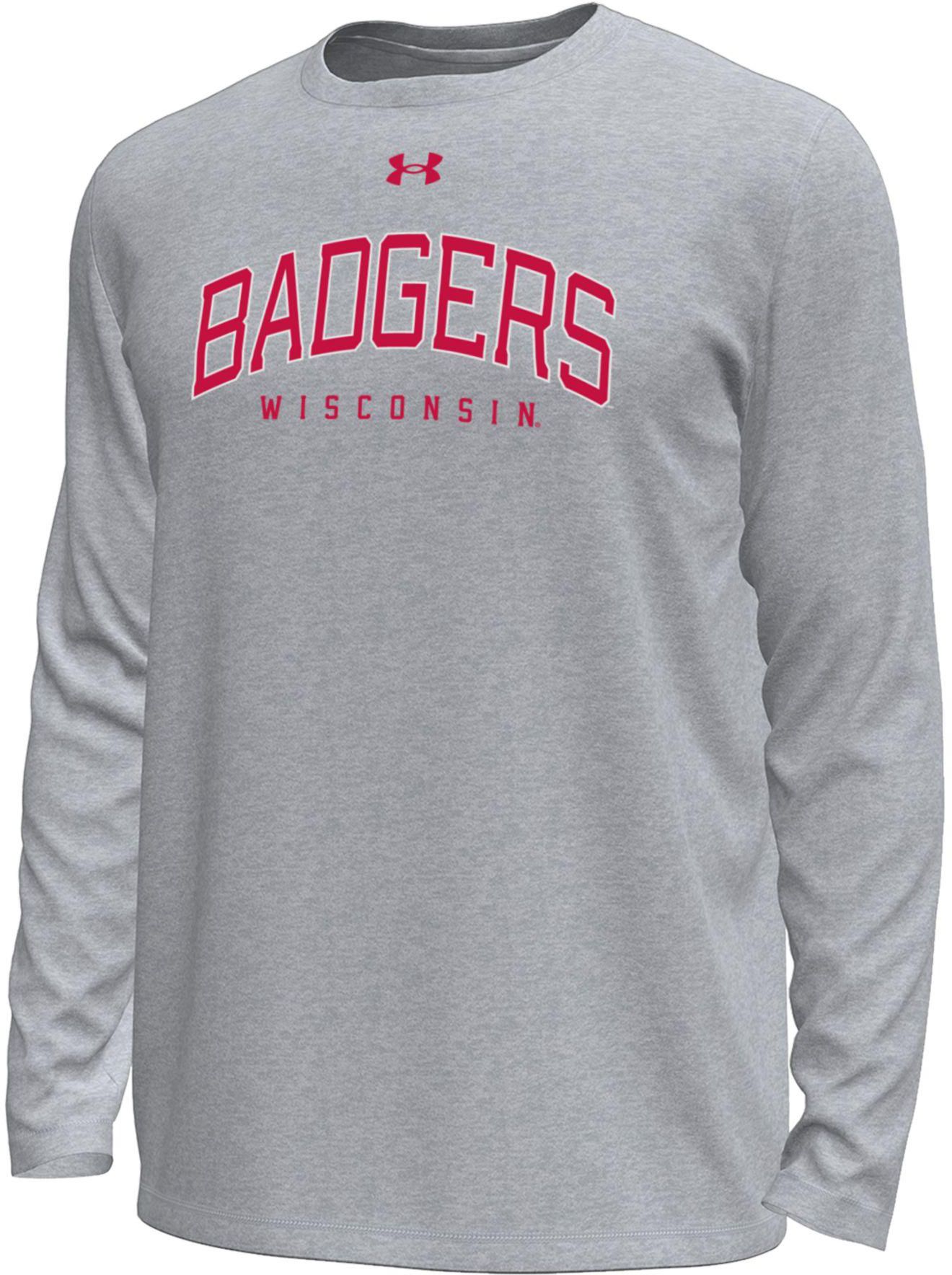 Under Armour Men's Wisconsin Badgers Grey Tech Long Sleeve Shirt