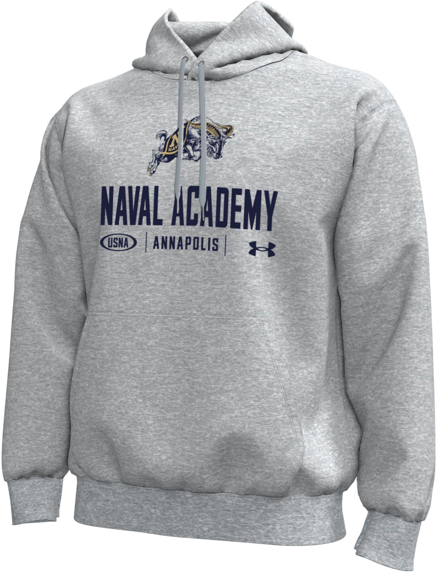 Under Armour Men's Navy Midshipmen Wordmark Hoodie, XXL, Gray