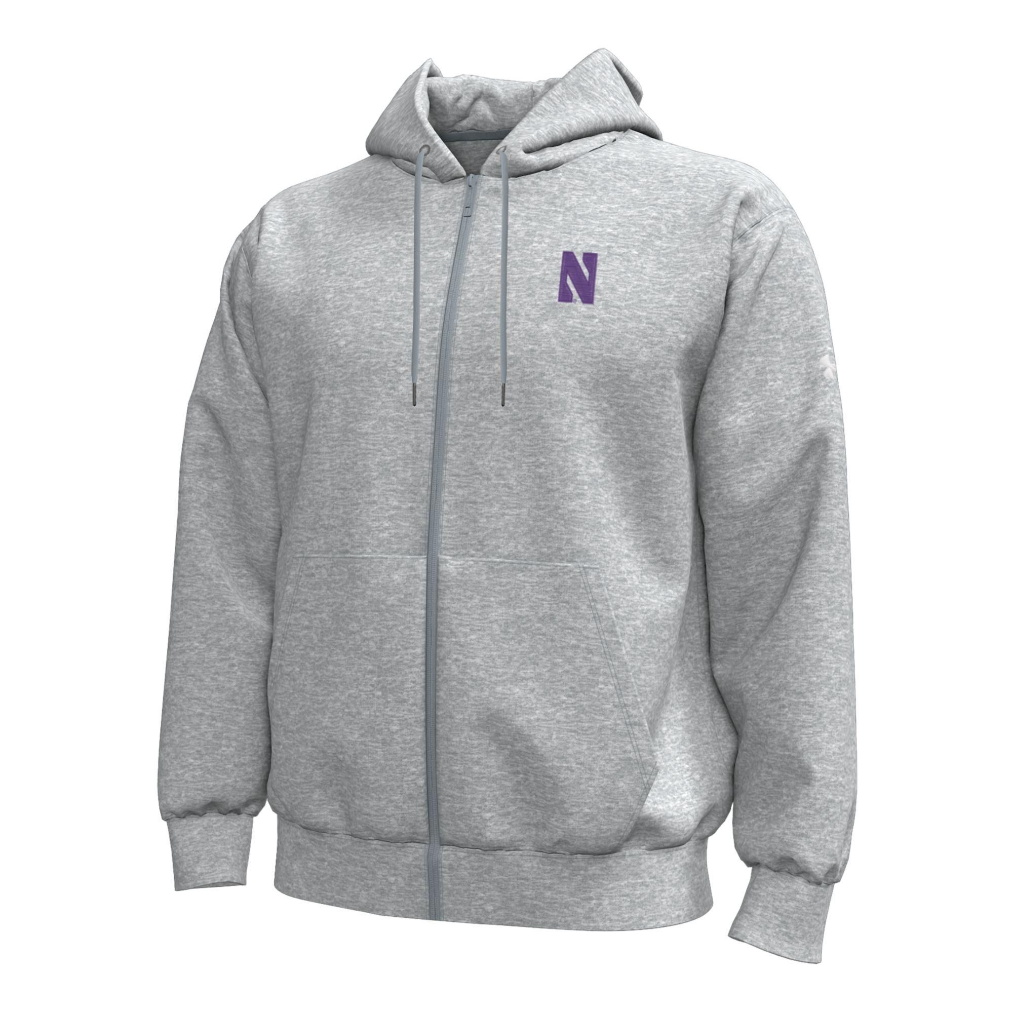 Under Armour Men's Northwestern Wildcats Grey Icon Fleece Full-Zip Hoodie