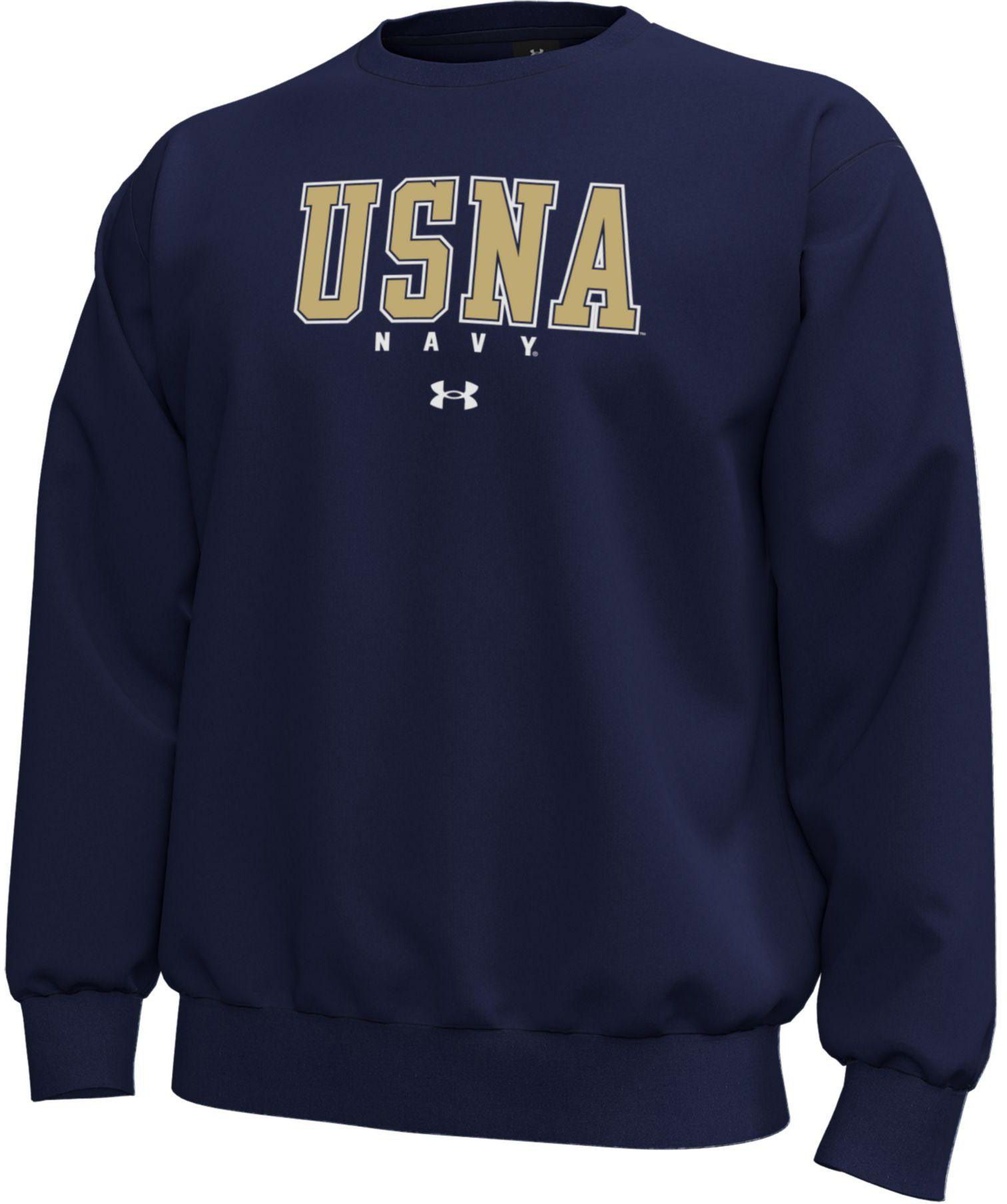 Under Armour Men's Navy Midshipmen Icon Fleece Crewneck Sweatshirt