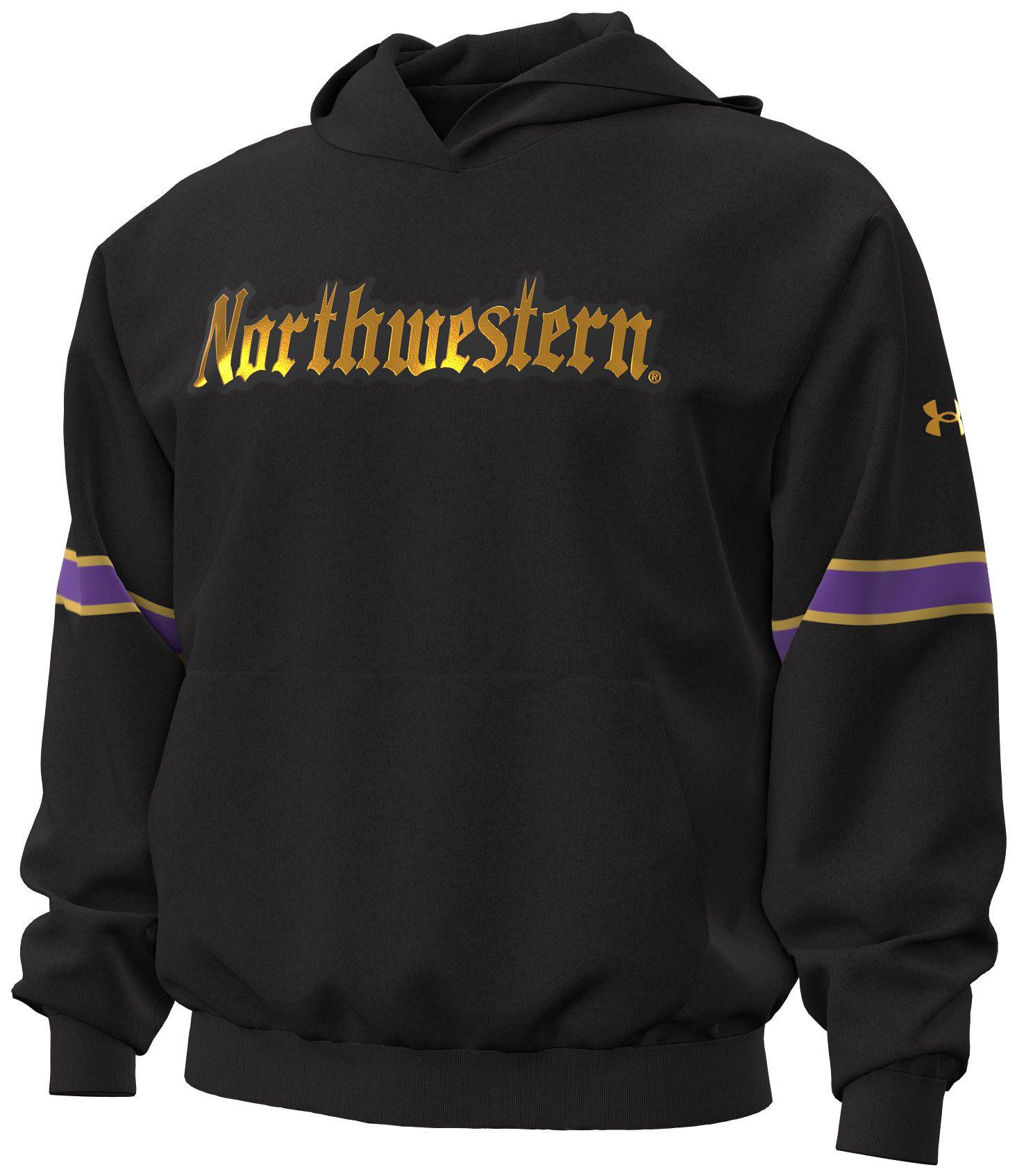 Under Armour Men's Northwestern Wildcats Black Icon Fleece Hoodie