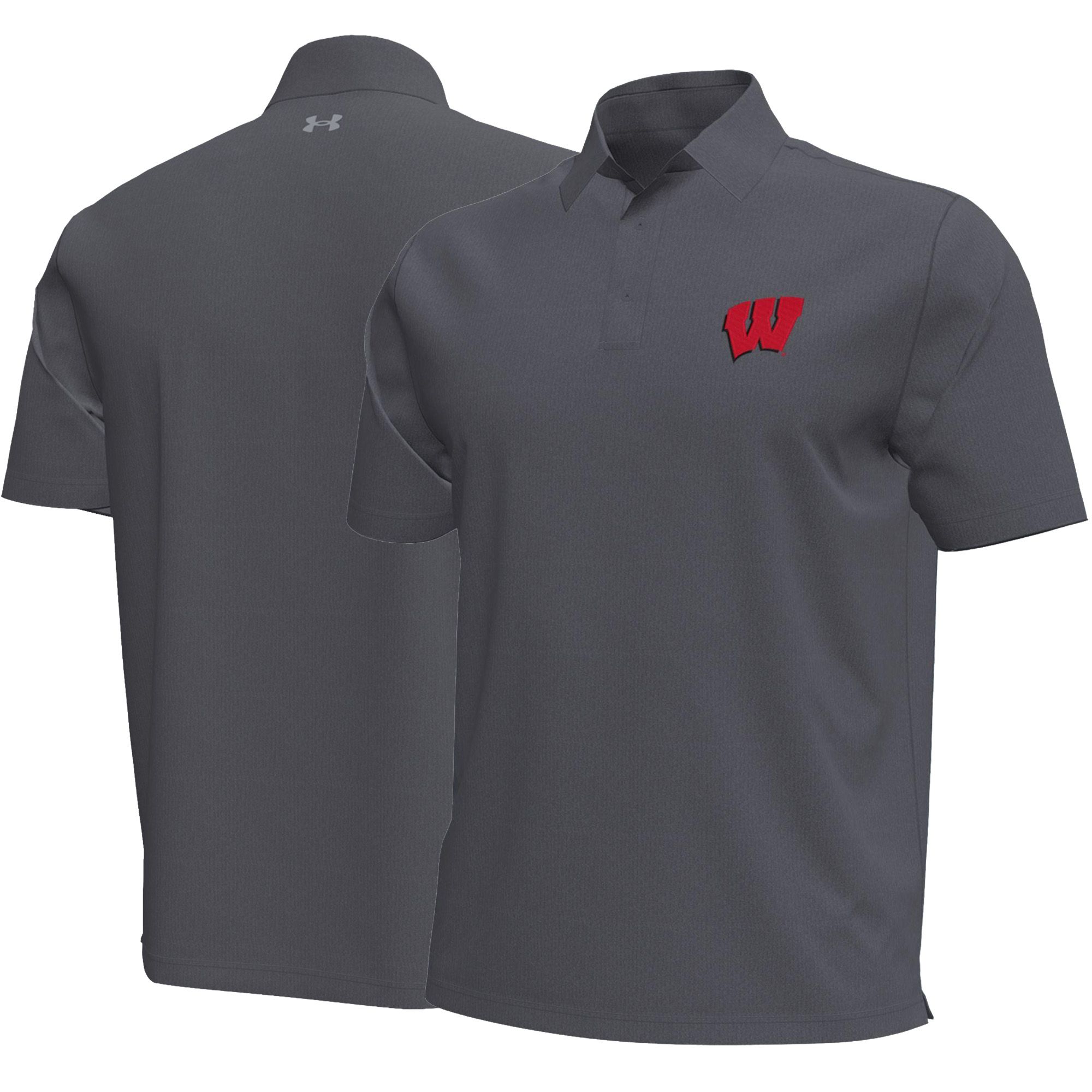 Under Armour Men's Wisconsin Badgers Grey Aura Solid Polo