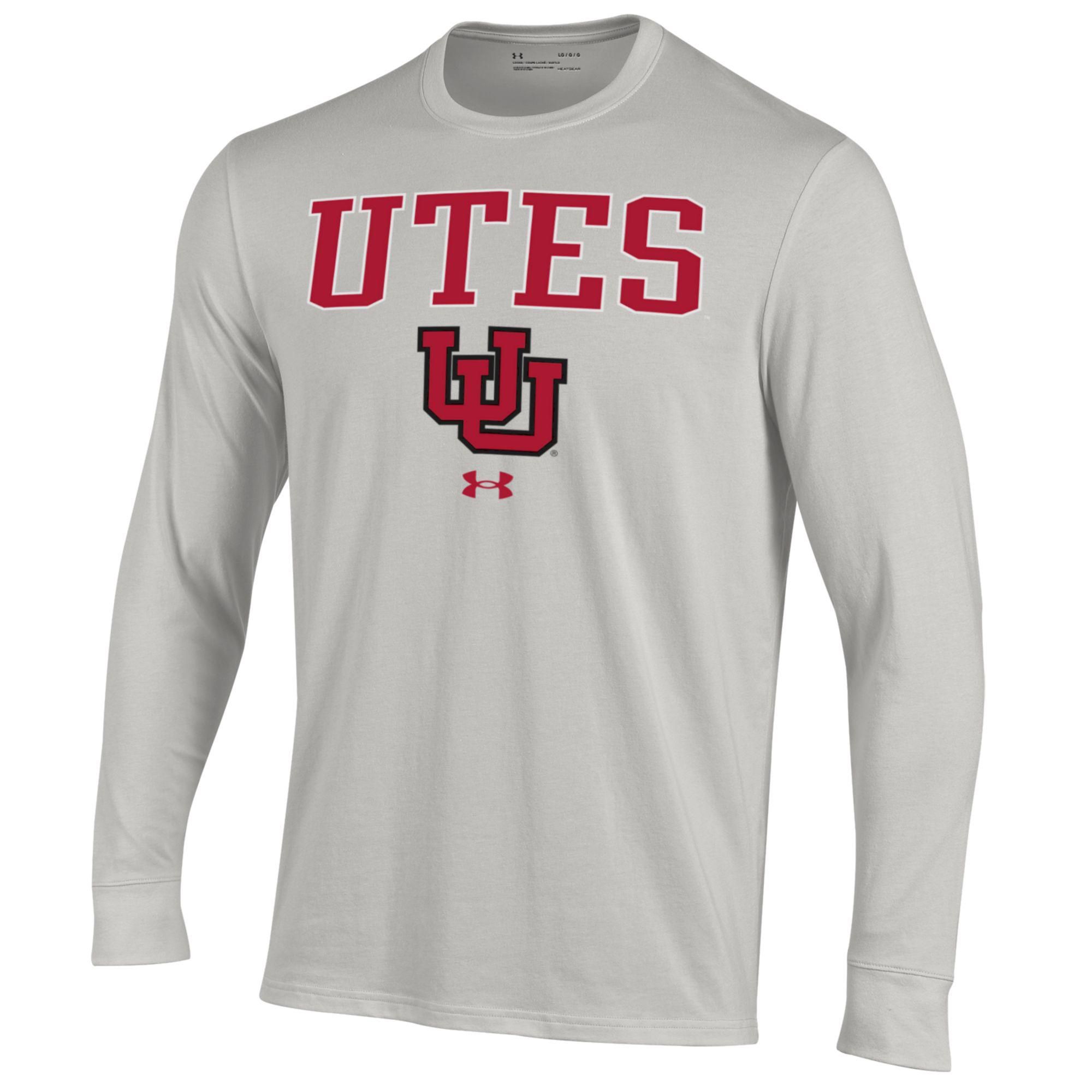 Under Armour Men's Utah Utes Performance Cotton Long Sleeve Grey Shirt