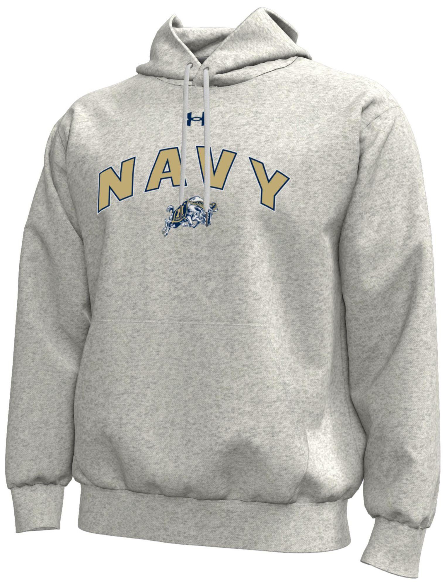 Under Armour Men's Navy Midshipmen Grey Icon Fleece Hoodie
