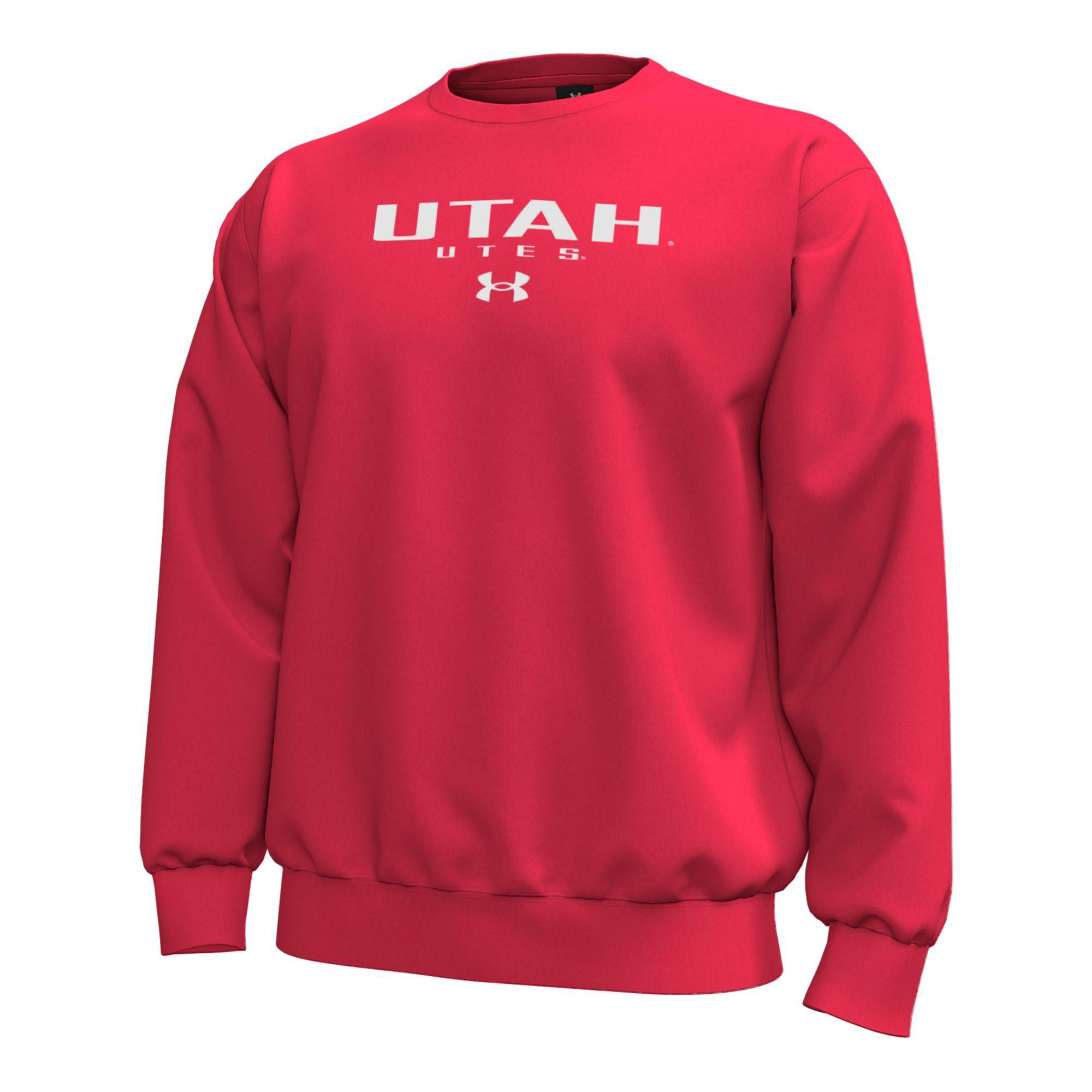 Under Armour Men's Utah Utes Red Icon Fleece Crewneck Sweatshirt