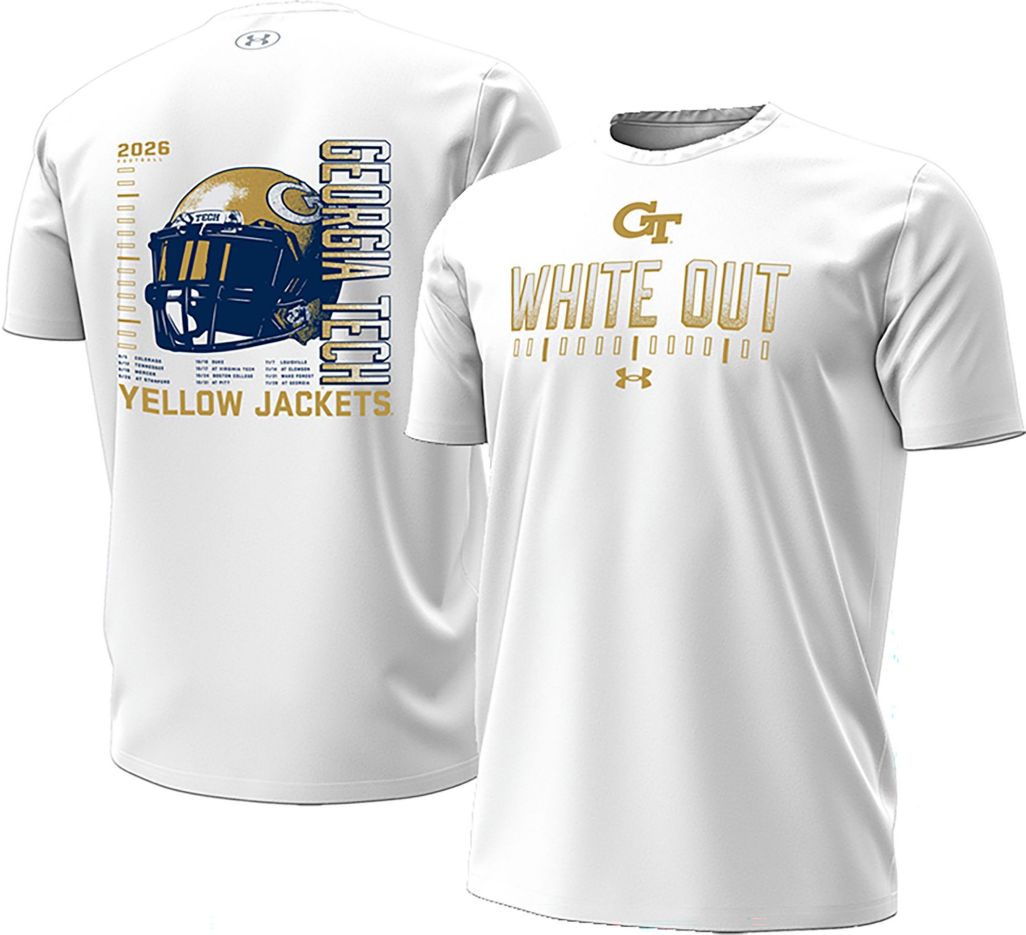 Under Armour Men's Georgia Tech Yellow Jackets White Football Schedule T-Shirt