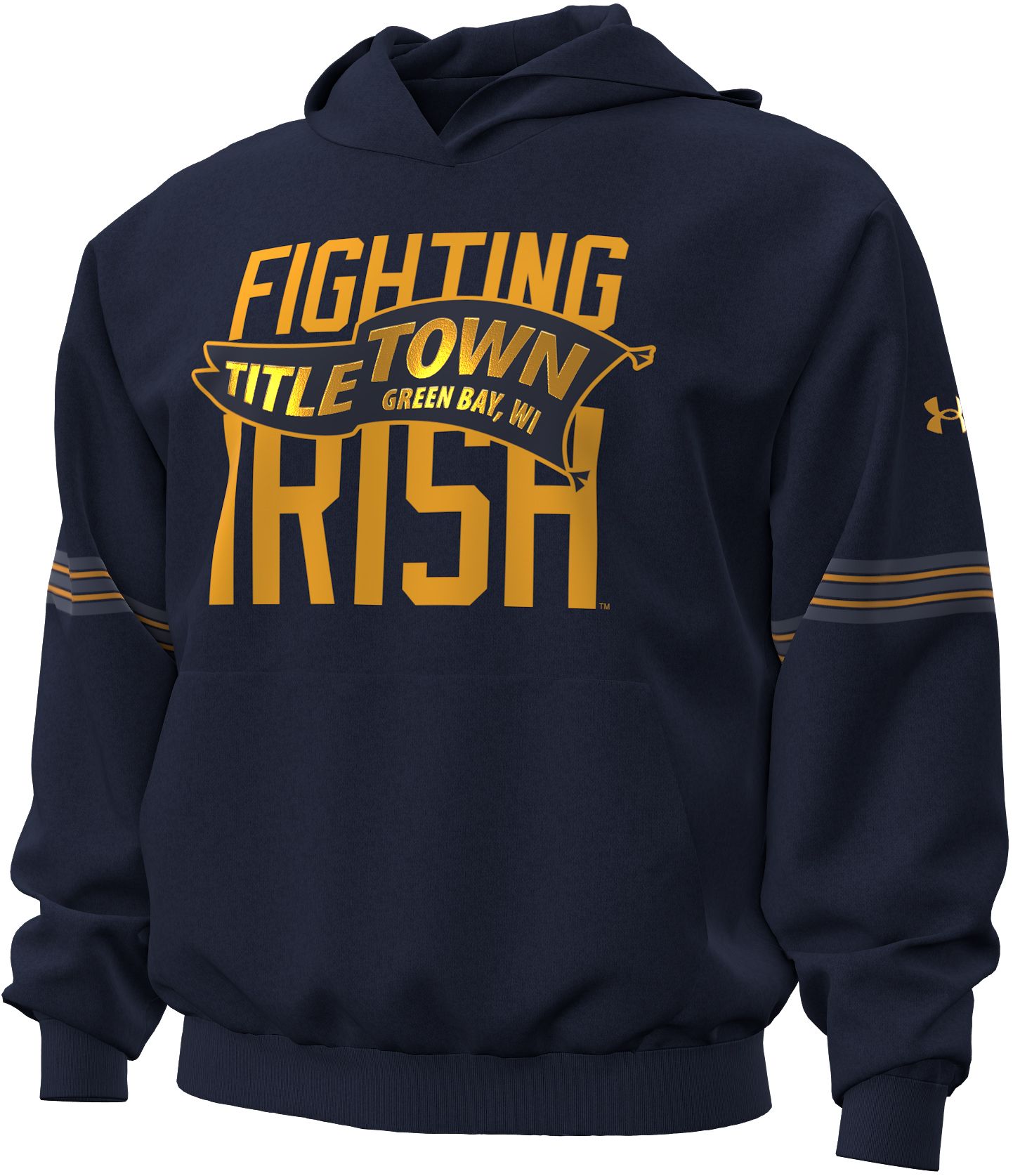 Under Armour Adult Notre Dame Fighting Irish Shamrock Series Collection Icon Taped Navy Pullover Hoodie
