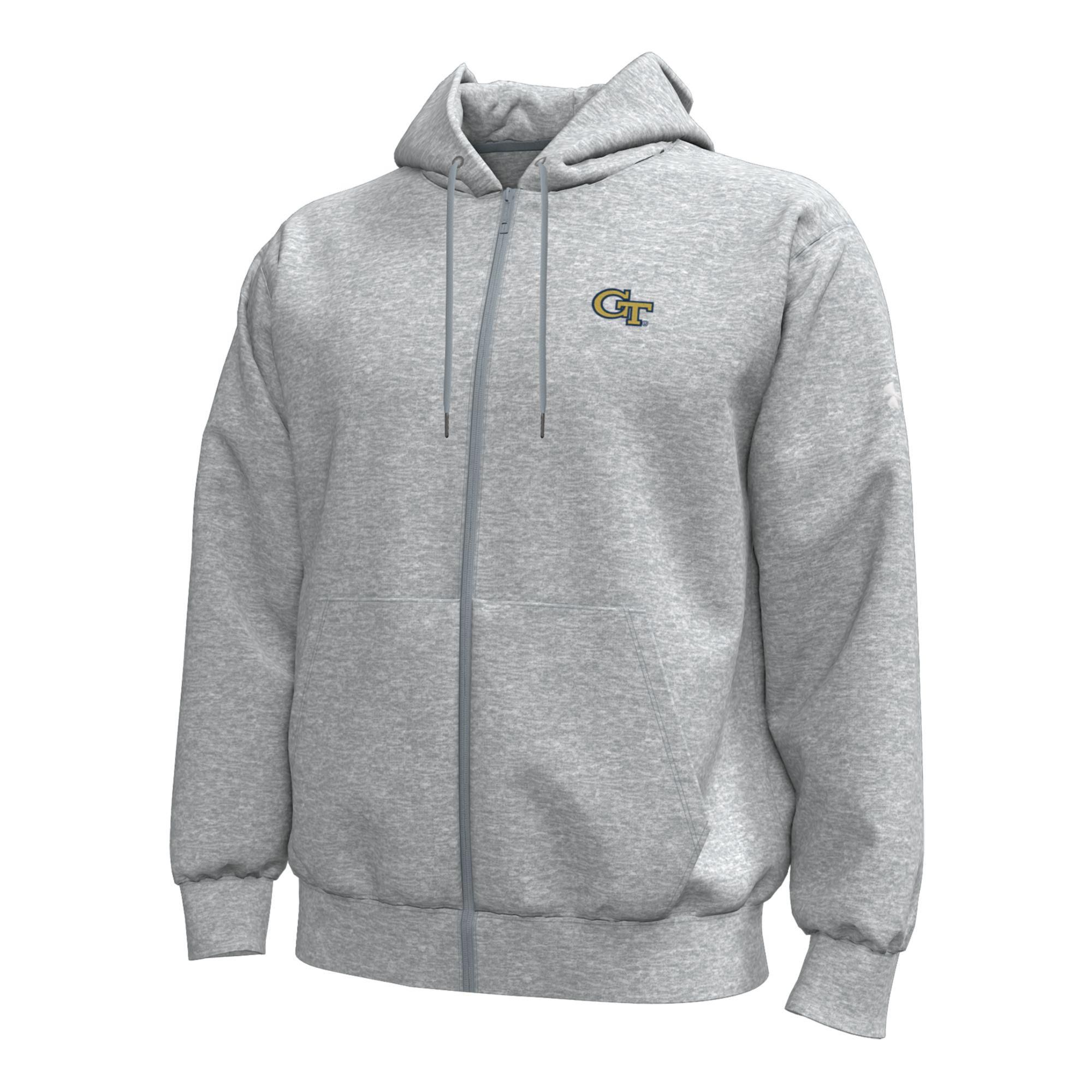 Under Armour Men's Georgia Tech Yellow Jackets Grey Icon Fleece Full-Zip Hoodie