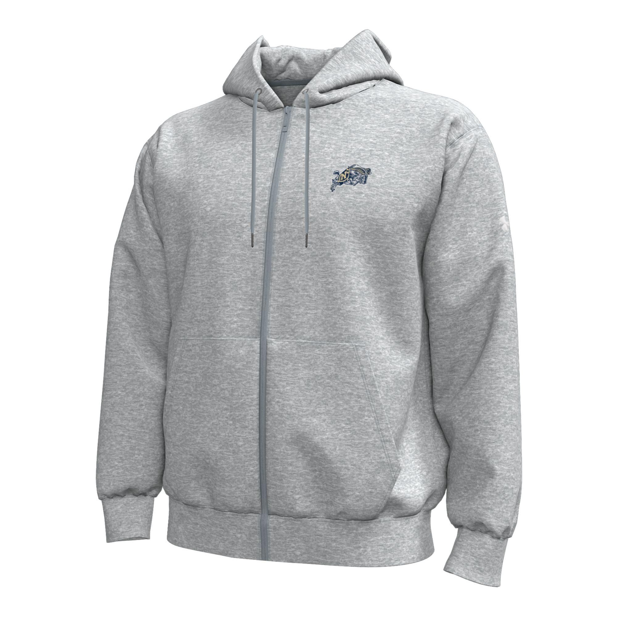 Under Armour Men's Navy Midshipmen Grey Icon Fleece Full-Zip Hoodie
