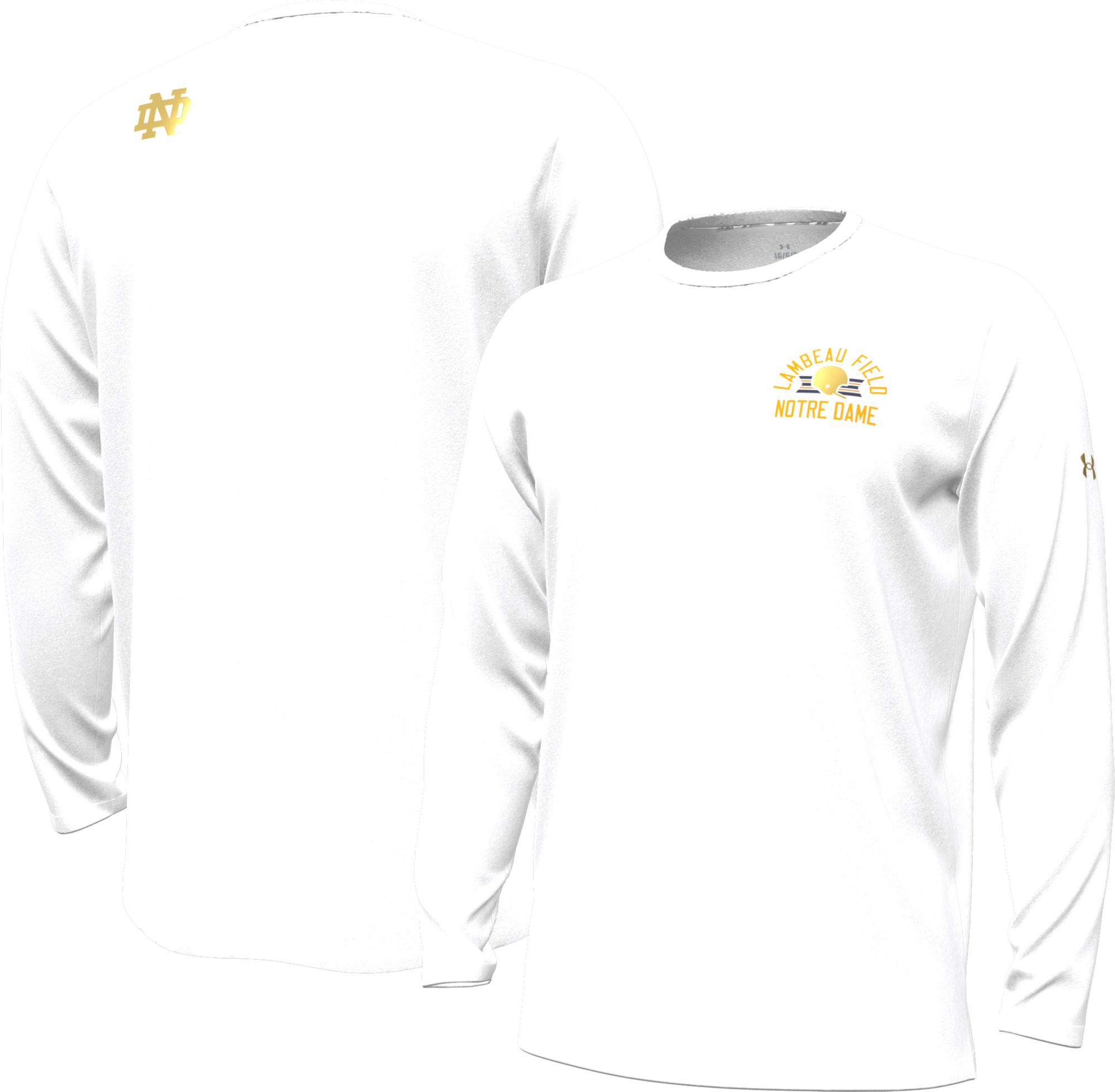 Under Armour Adult Notre Dame Fighting Irish Shamrock Series Collection Vanish White Long Sleeve Shirt