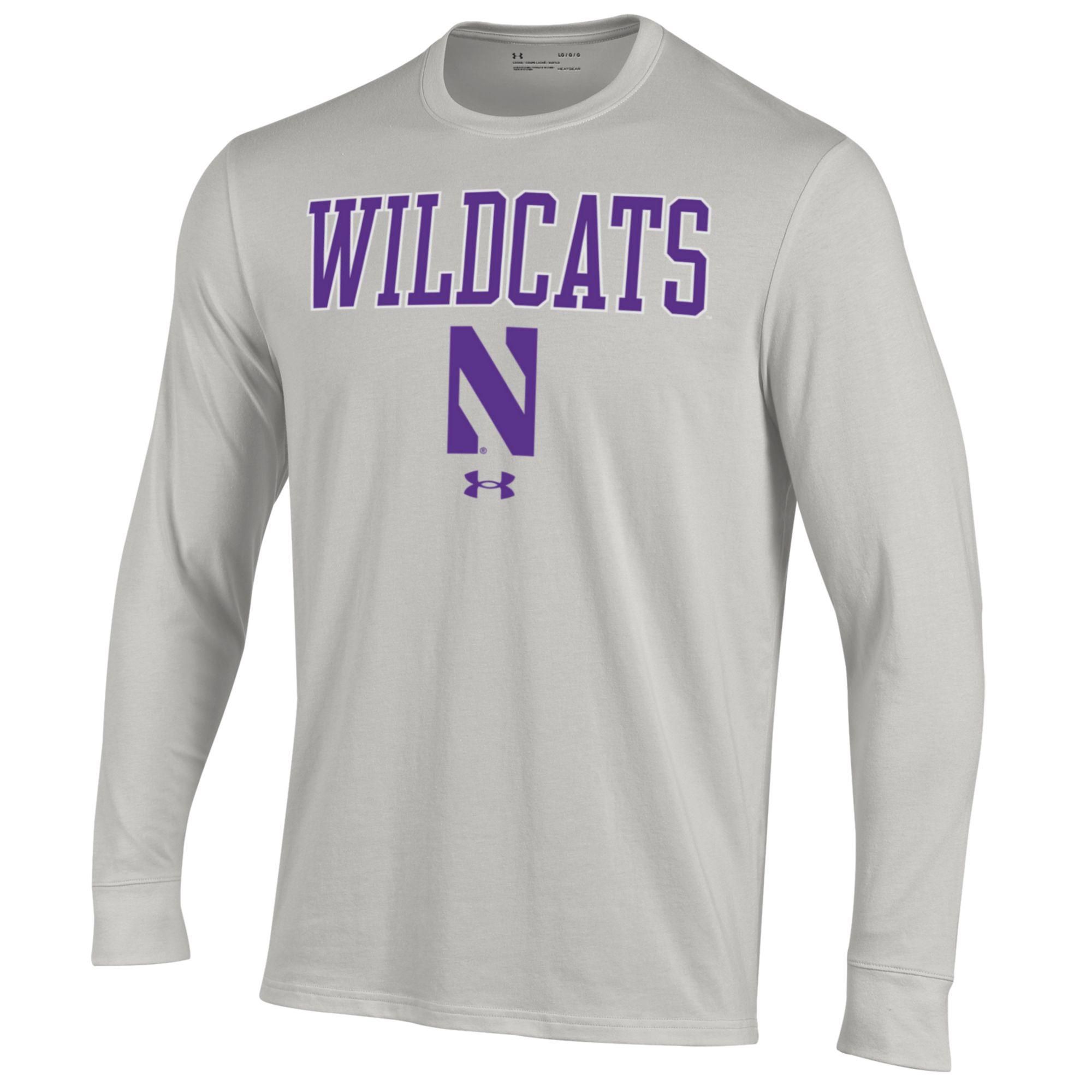 Under Armour Men's Northwestern Wildcats Performance Cotton Long Sleeve Grey Shirt