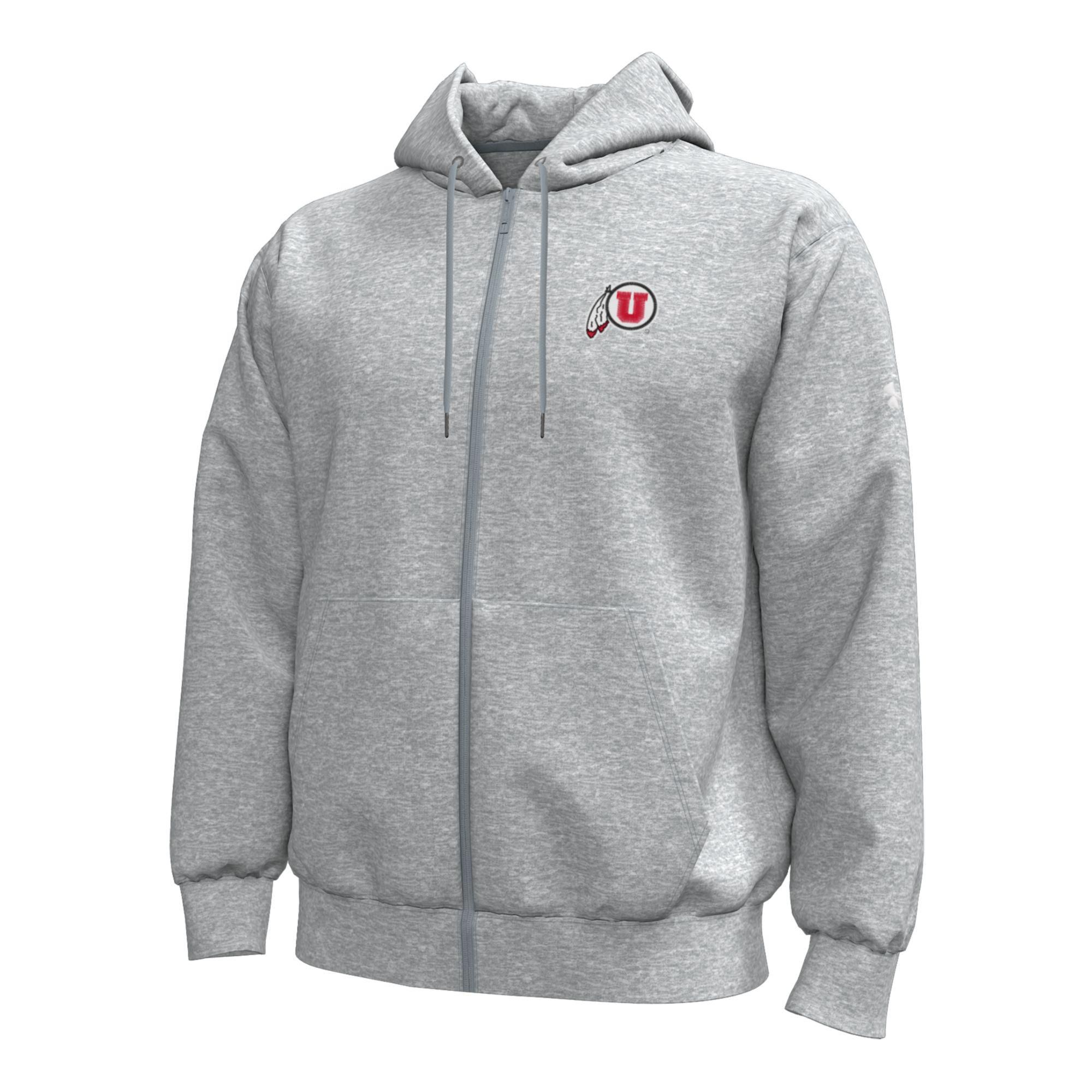 Under Armour Men's Utah Utes Grey Icon Fleece Full-Zip Hoodie
