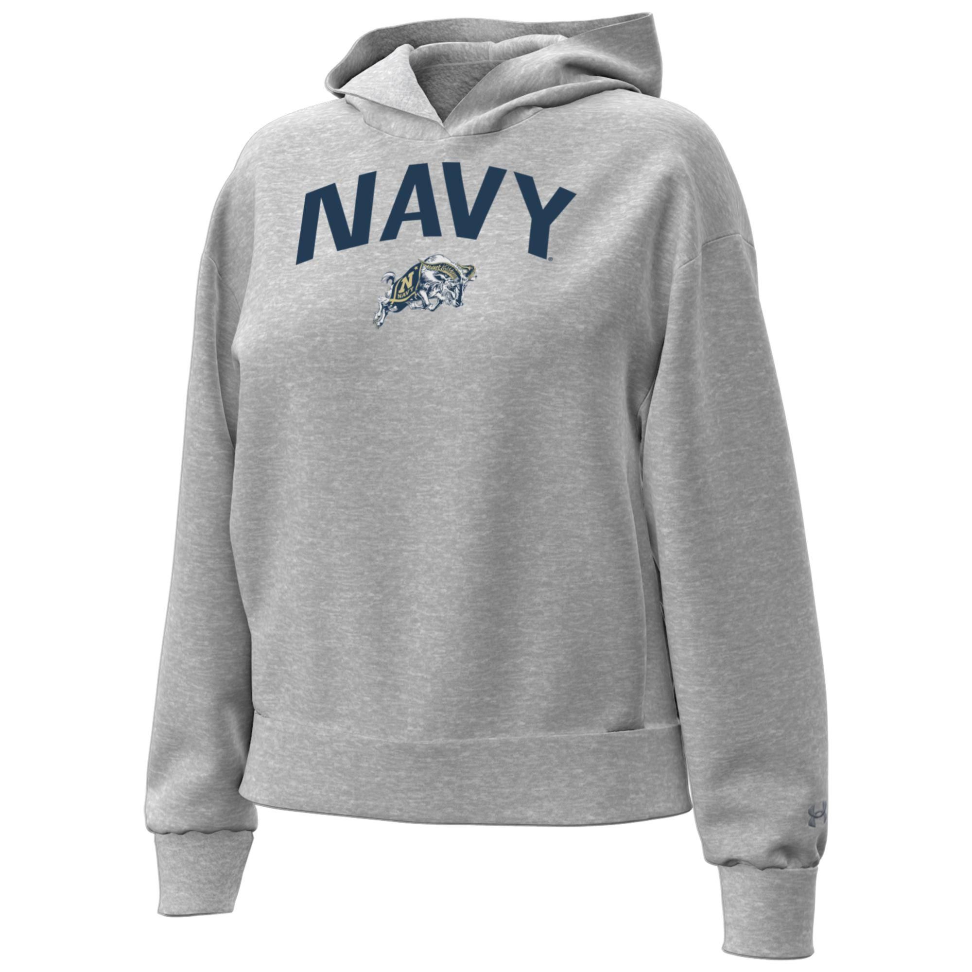 Under Armour Women's Navy Midshipmen Grey Essential Fleece Hoodie