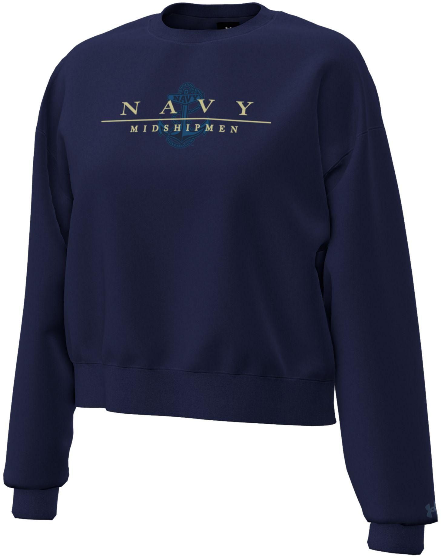 Under Armour Women's Navy Midshipmen Icon Crewneck Sweatshirt