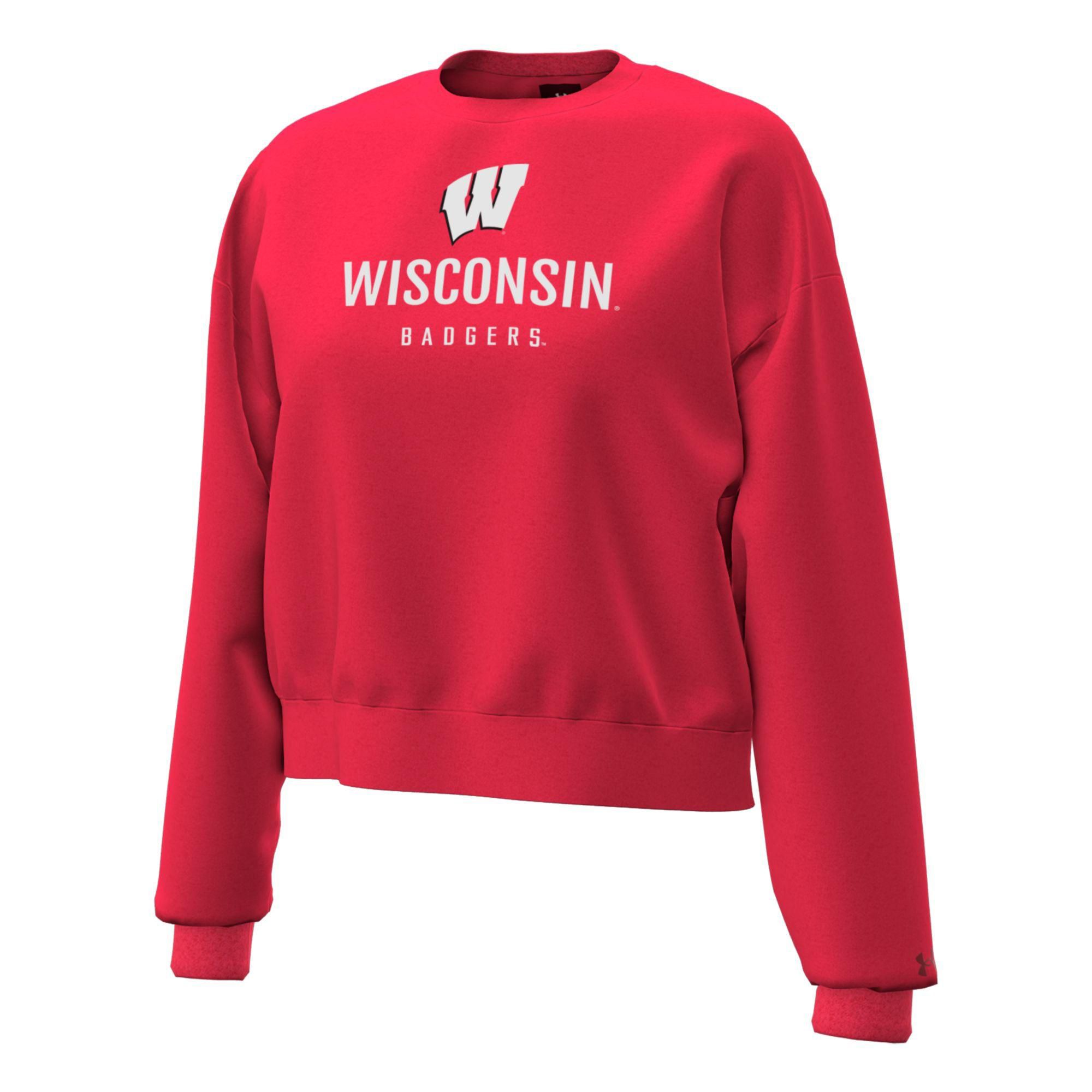 Under Armour Women's Wisconsin Badgers Red Essential Fleece Crewneck Sweatshirt