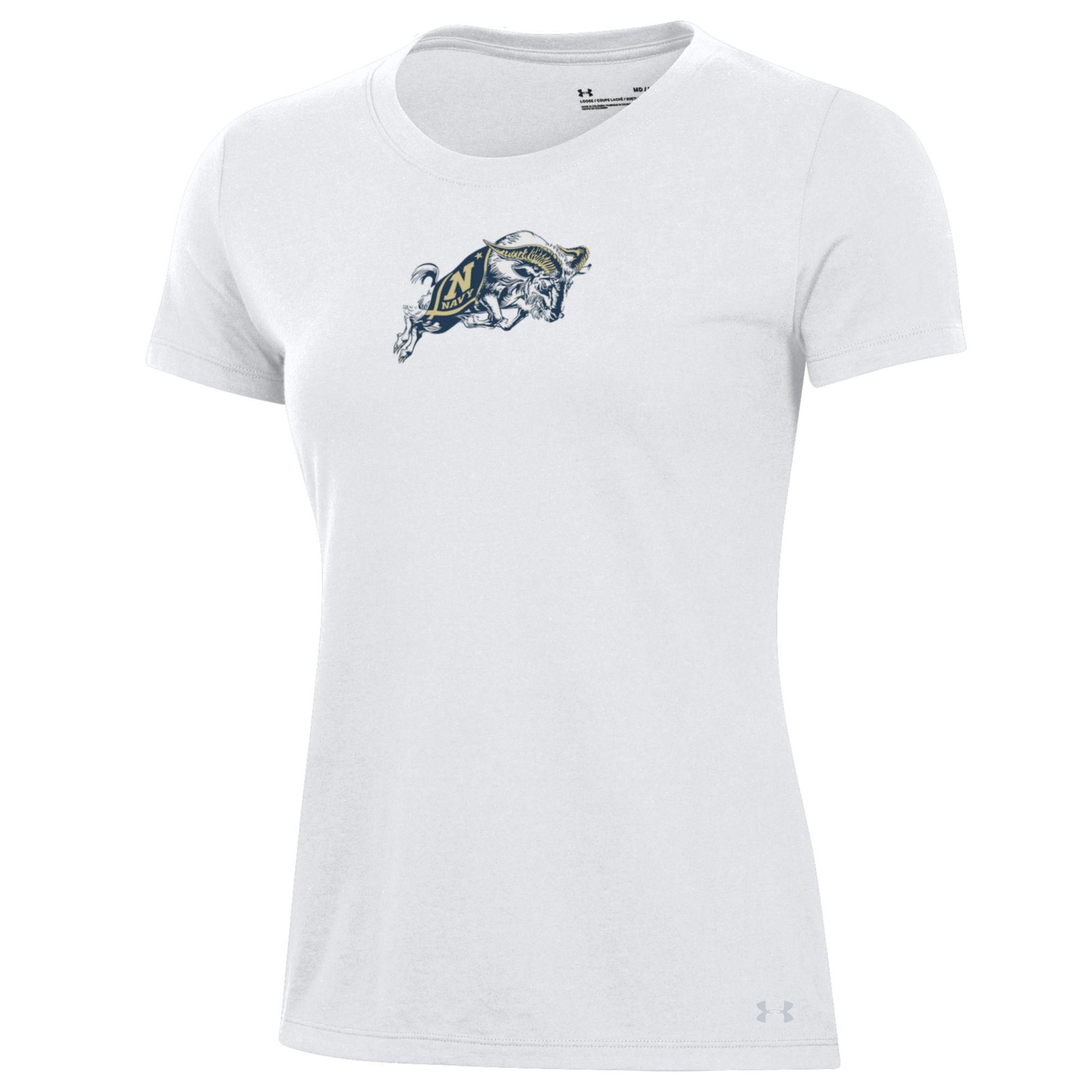 Under Armour Women's Navy Midshipmen Performance Cotton White T-Shirt