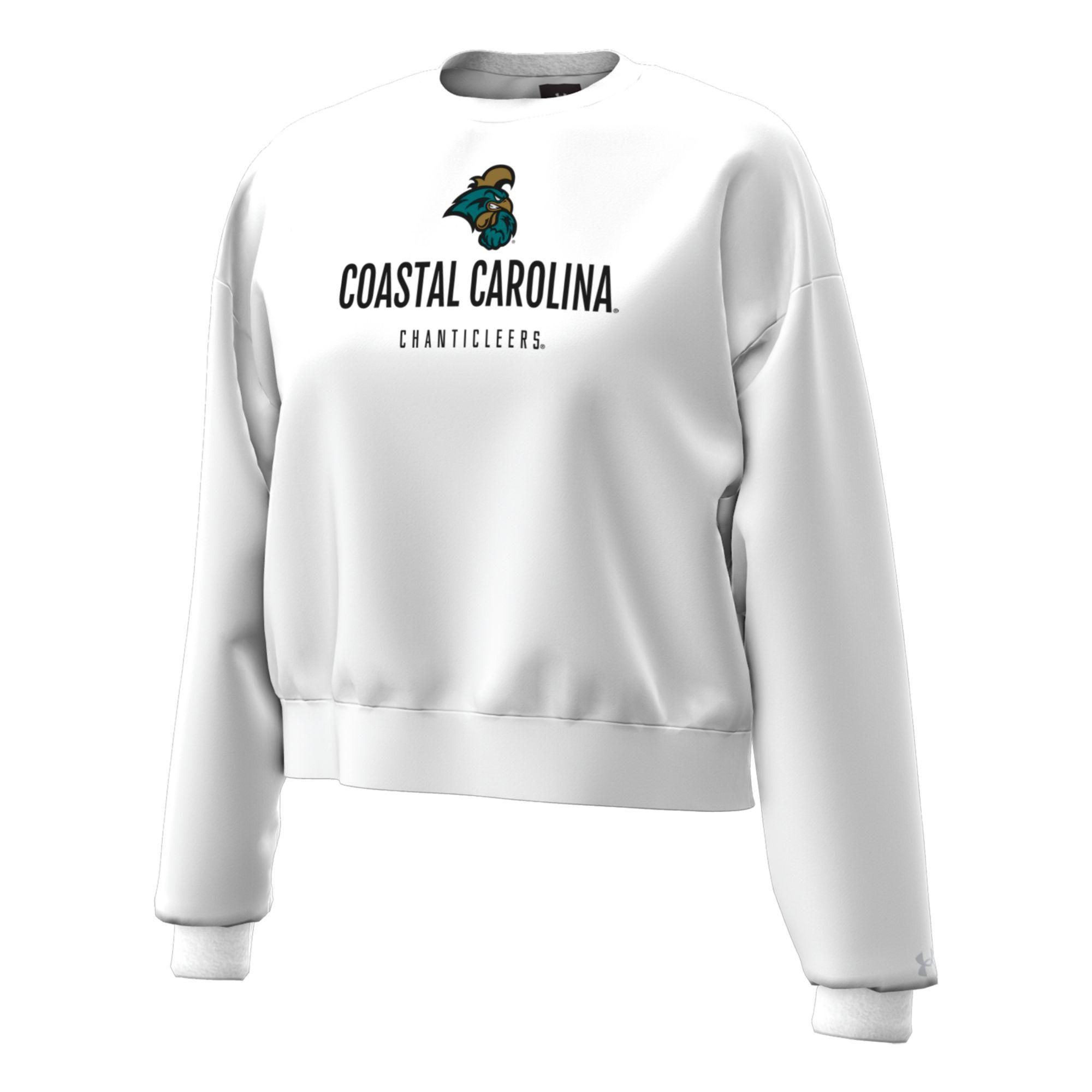 Under Armour Women's Coastal Carolina Chanticleers White Essential Fleece Crewneck Sweatshirt