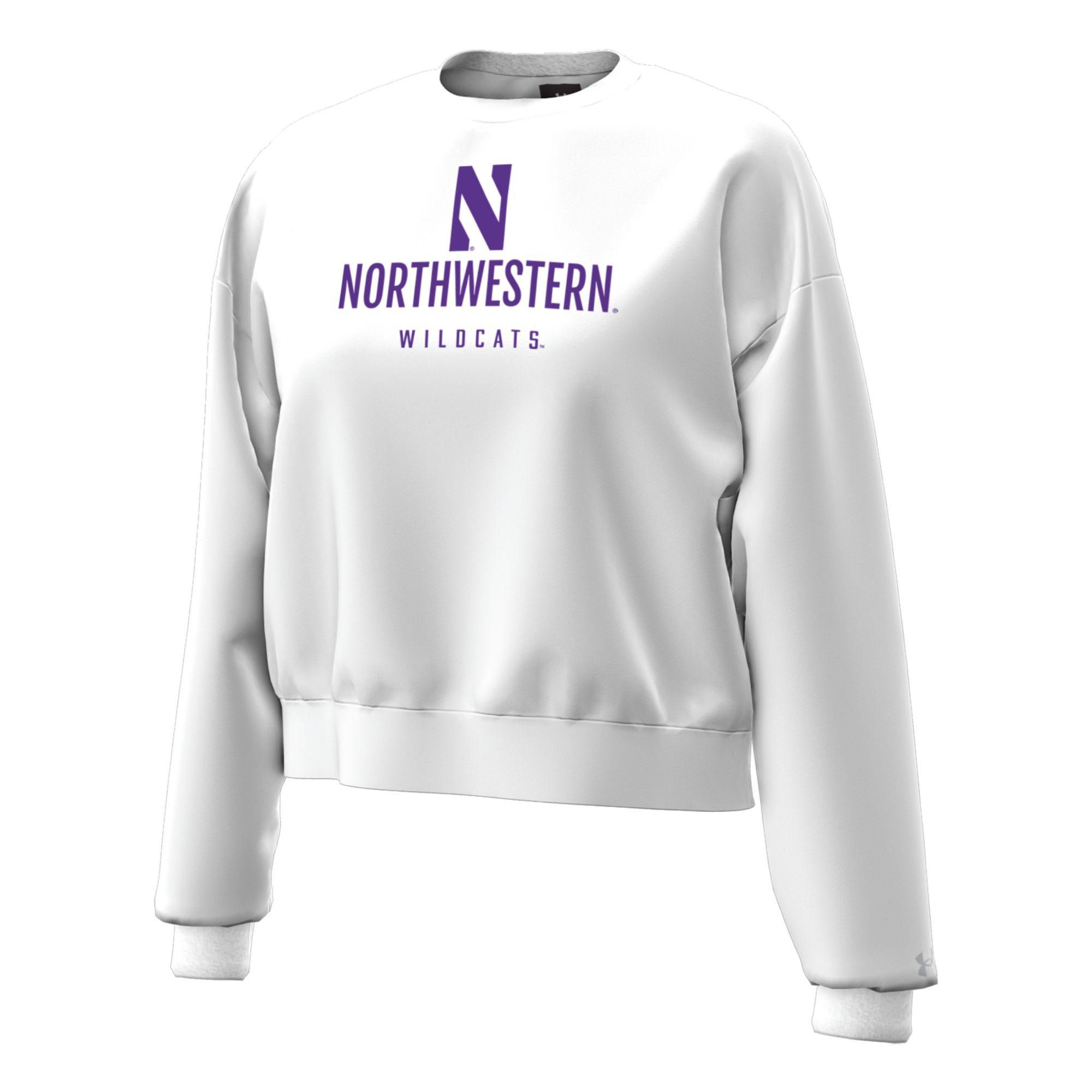 Under Armour Women's Northwestern Wildcats White Essential Fleece Crewneck Sweatshirt