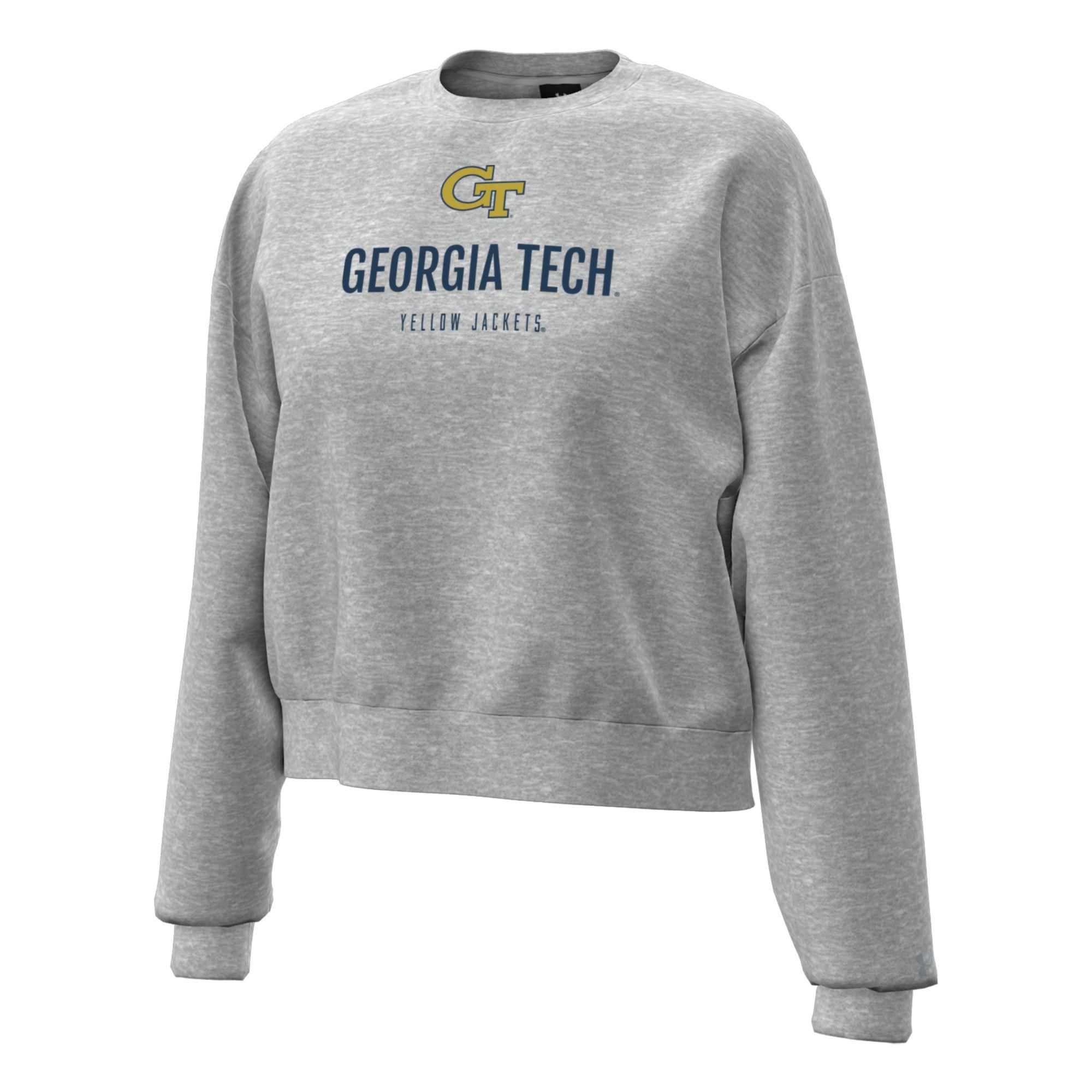 Under Armour Women's Georgia Tech Yellow Jackets Grey Essential Fleece Crewneck Sweatshirt