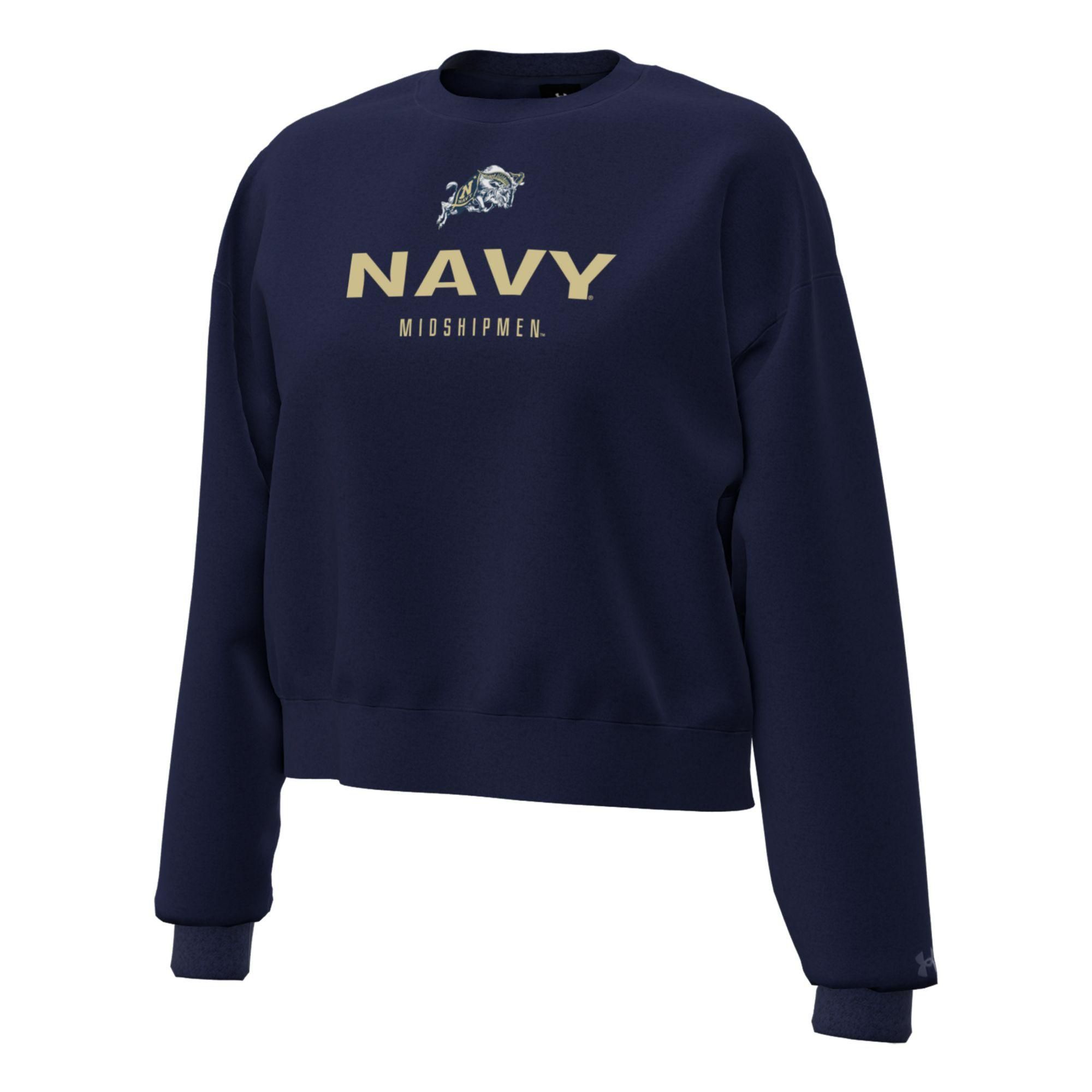 Under Armour Women's Navy Midshipmen Blue Essential Fleece Crewneck Sweatshirt
