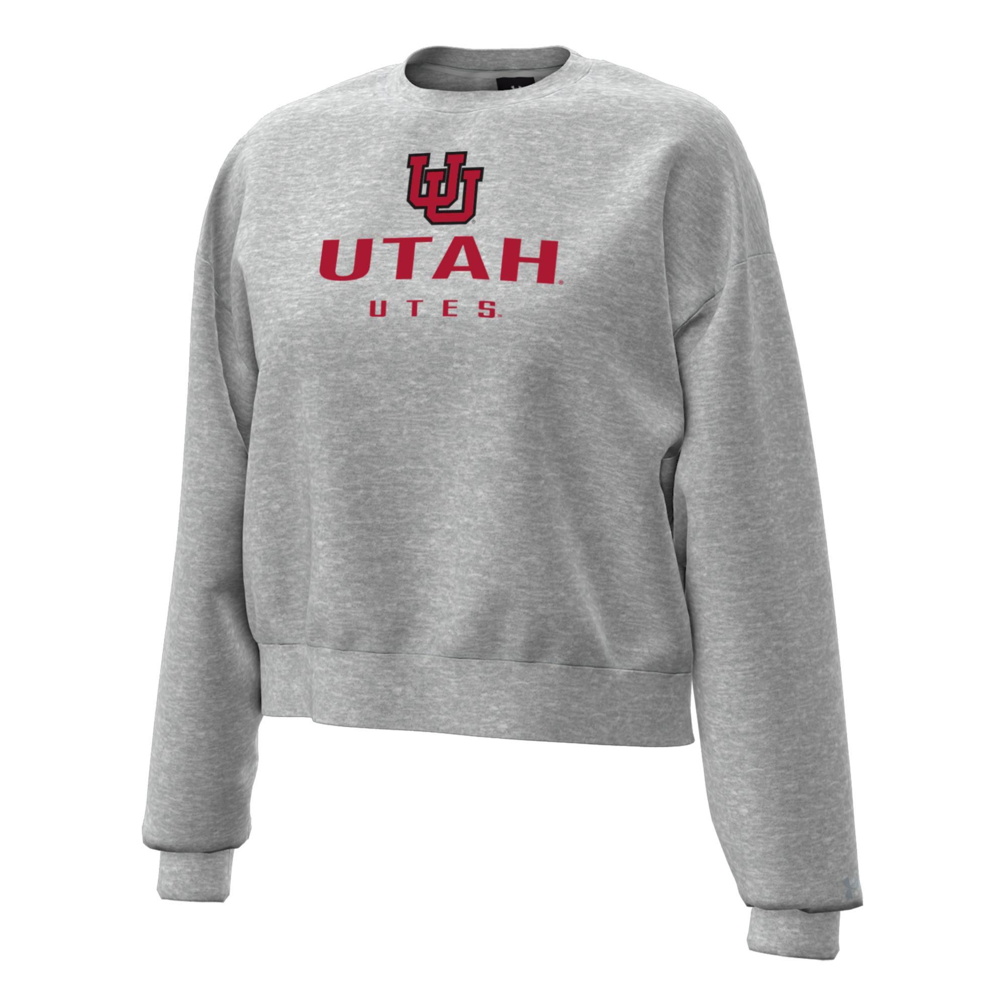 Under Armour Women's Utah Utes Grey Essential Fleece Crewneck Sweatshirt