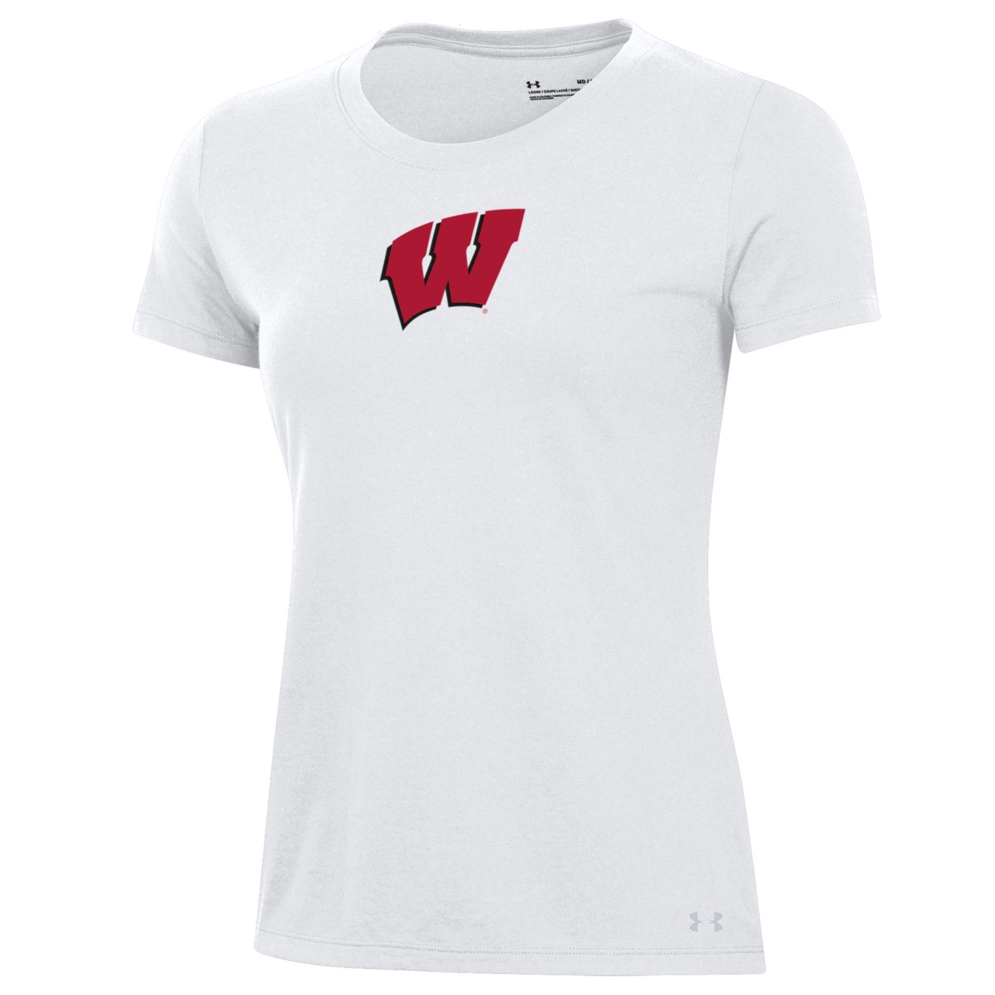 Under Armour Women's Wisconsin Badgers Performance Cotton White T-Shirt