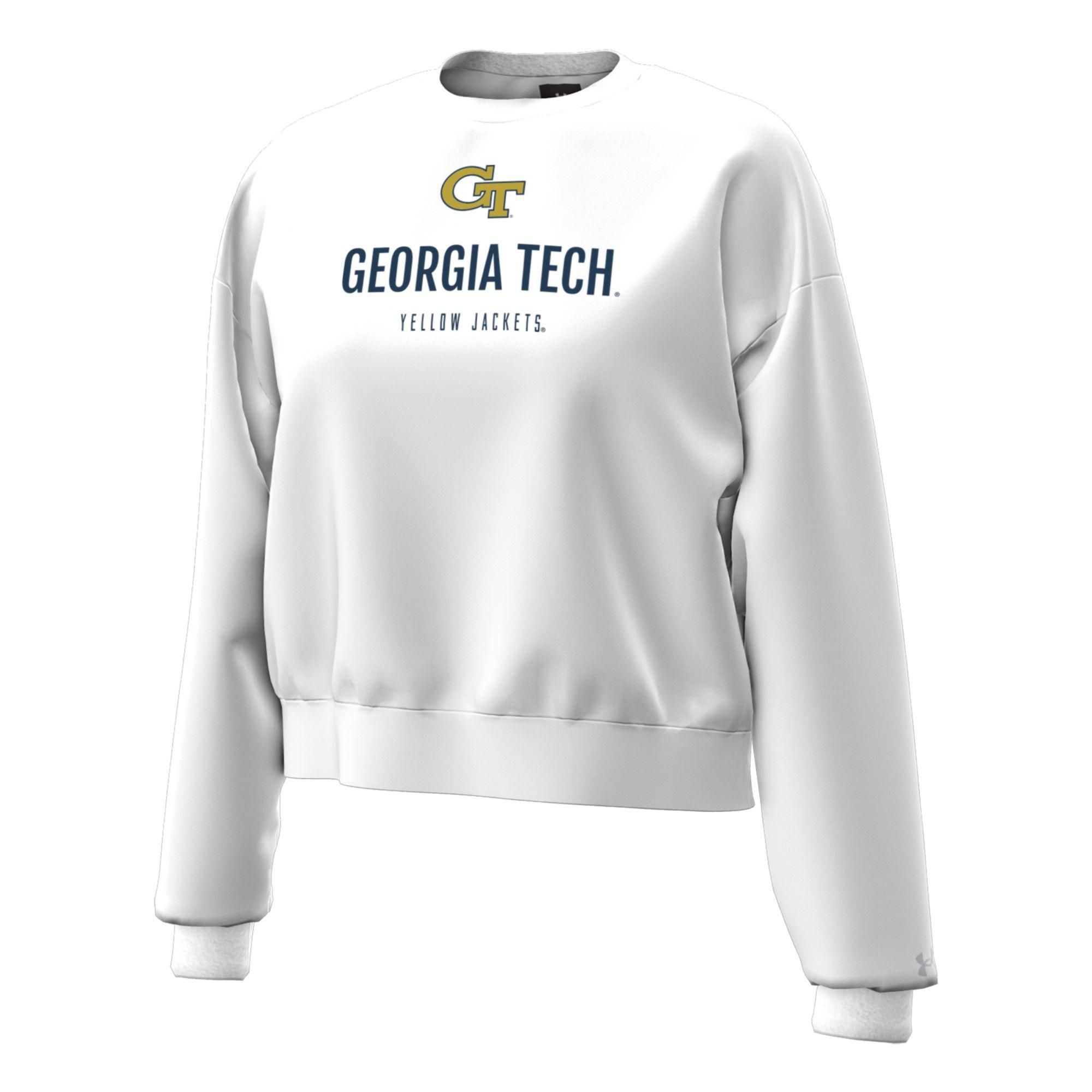 Under Armour Women's Georgia Tech Yellow Jackets White Essential Fleece Crewneck Sweatshirt