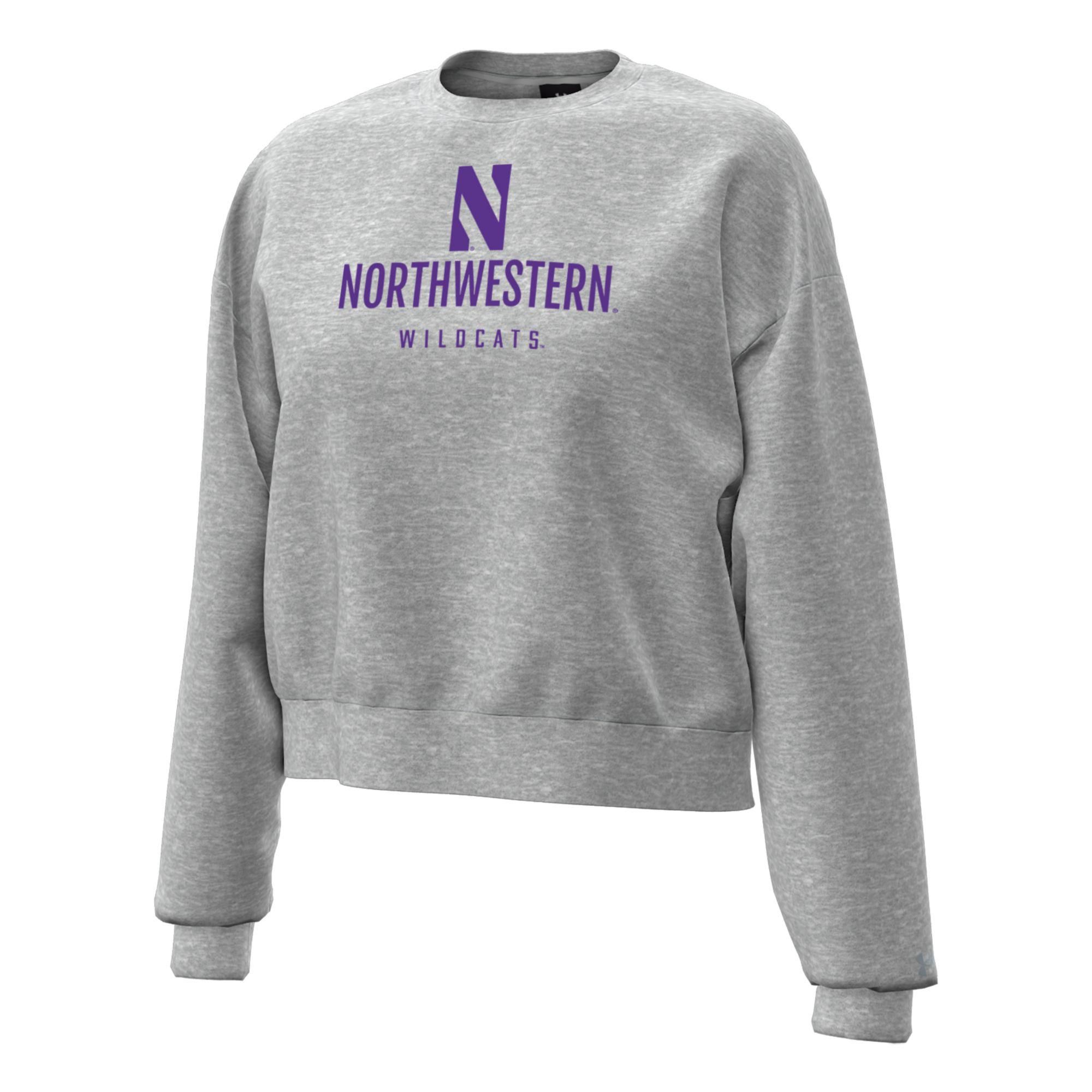 Under Armour Women's Northwestern Wildcats Grey Essential Fleece Crewneck Sweatshirt