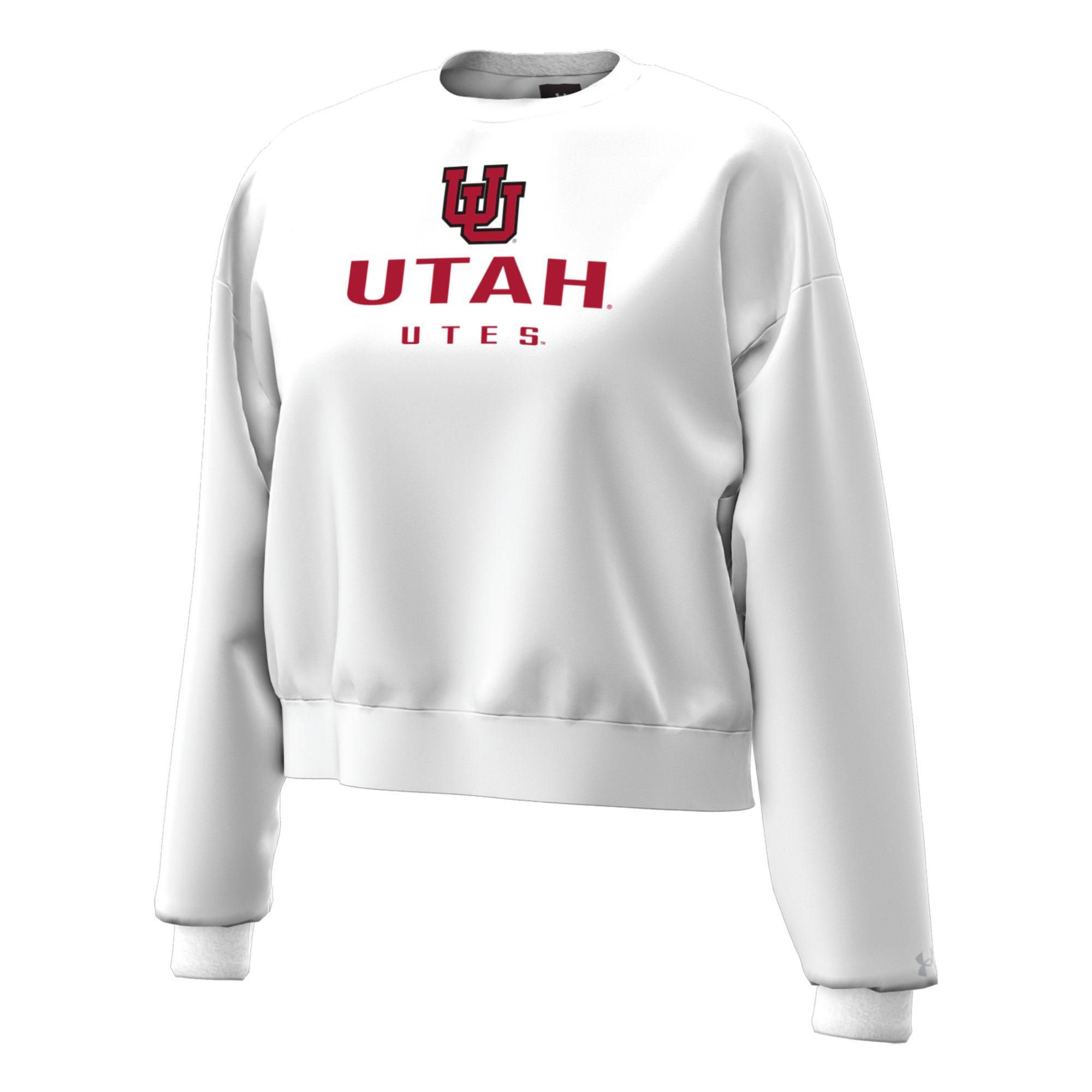 Under Armour Women's Utah Utes White Essential Fleece Crewneck Sweatshirt